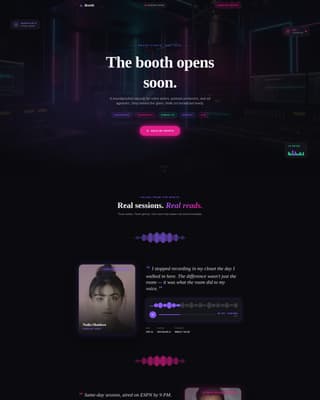 Booth - Electrifying Voiceover Landing Page Template