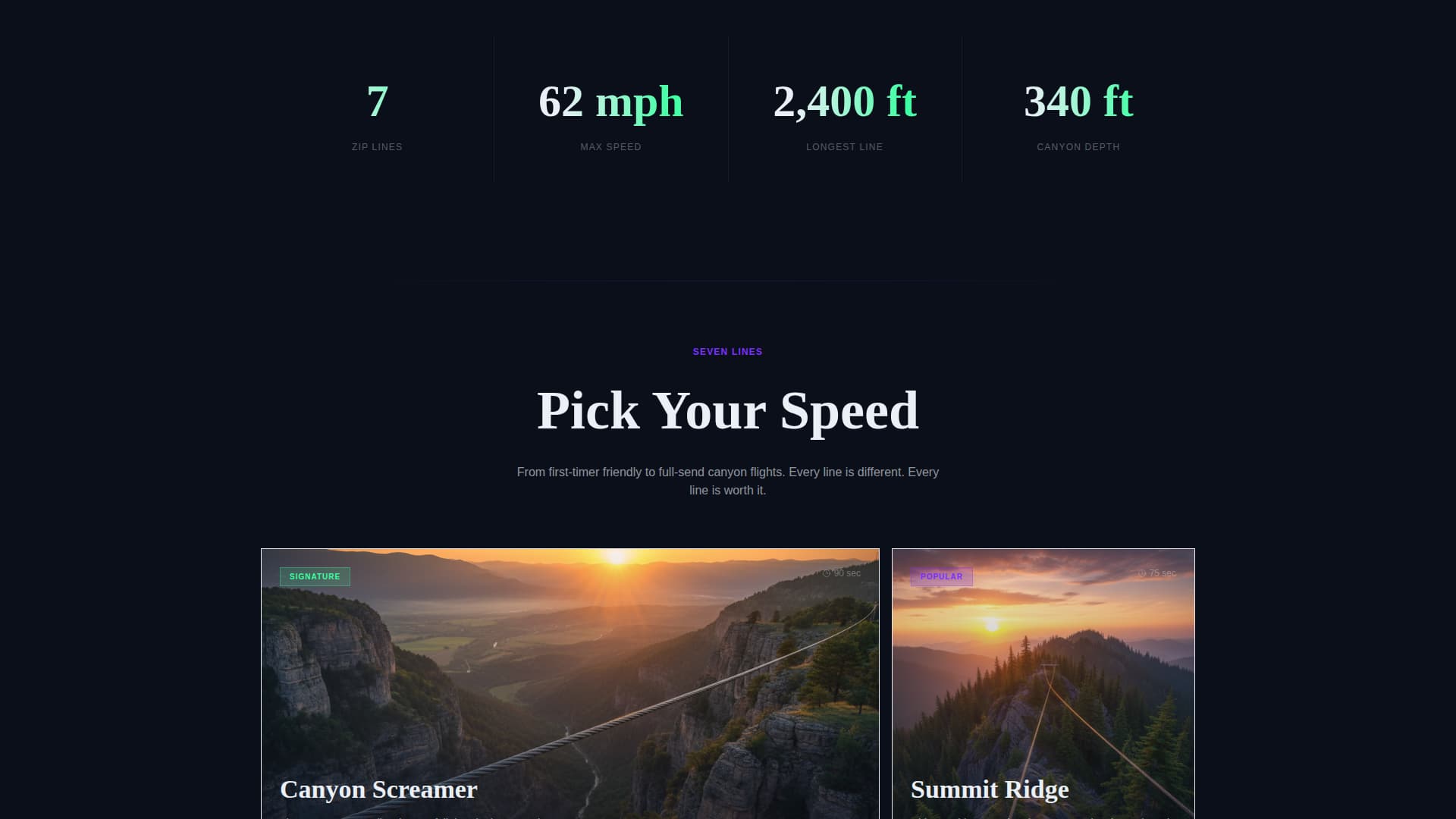 Zip - Thrilling Adventure Landing Page Template