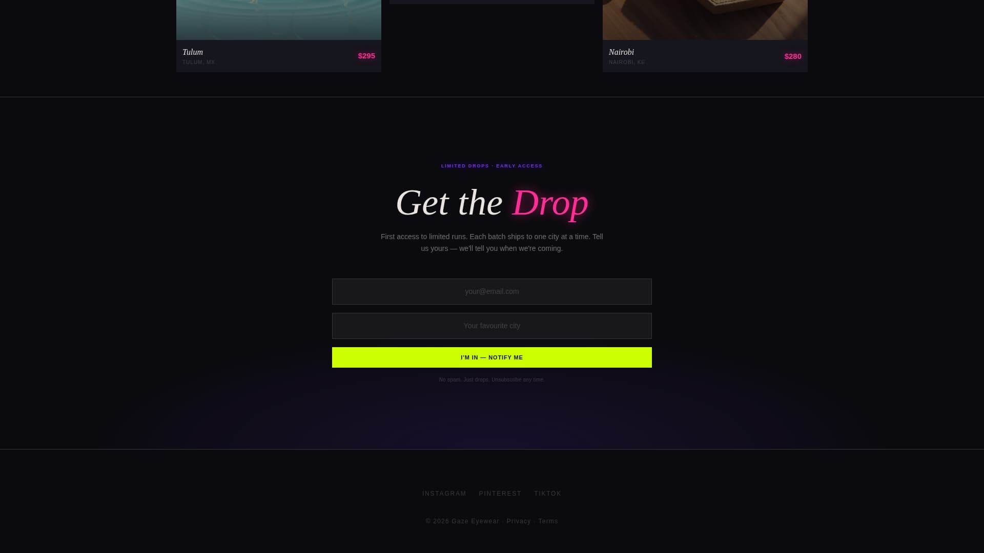 Gaze - Immersive Eyewear Landing Page Template