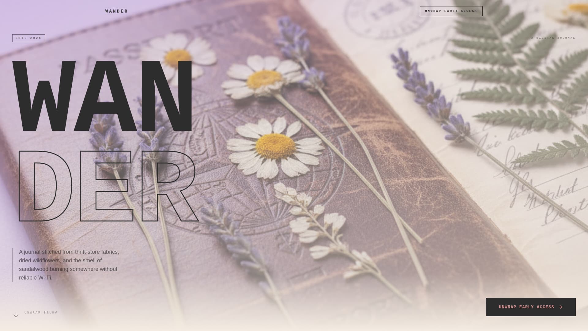Wander - Bohemian Lifestyle Landing Page Template