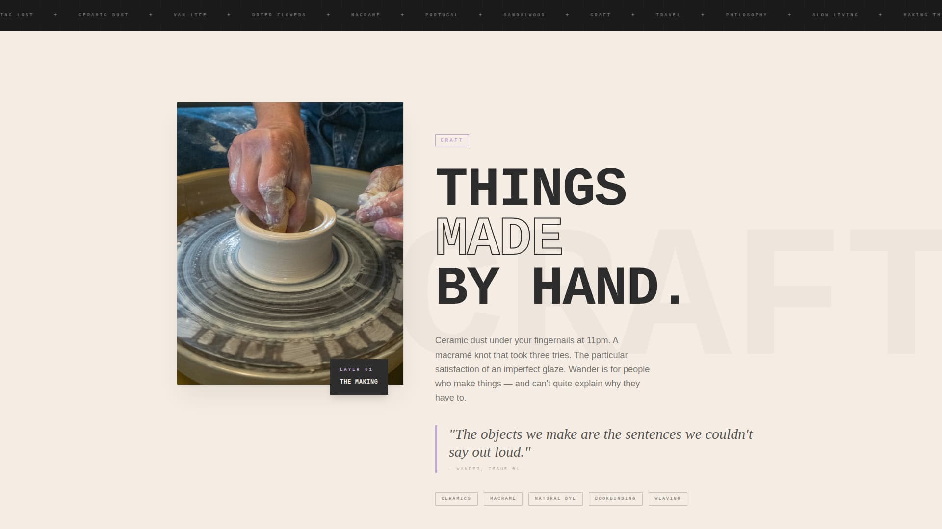 Wander - Bohemian Lifestyle Landing Page Template