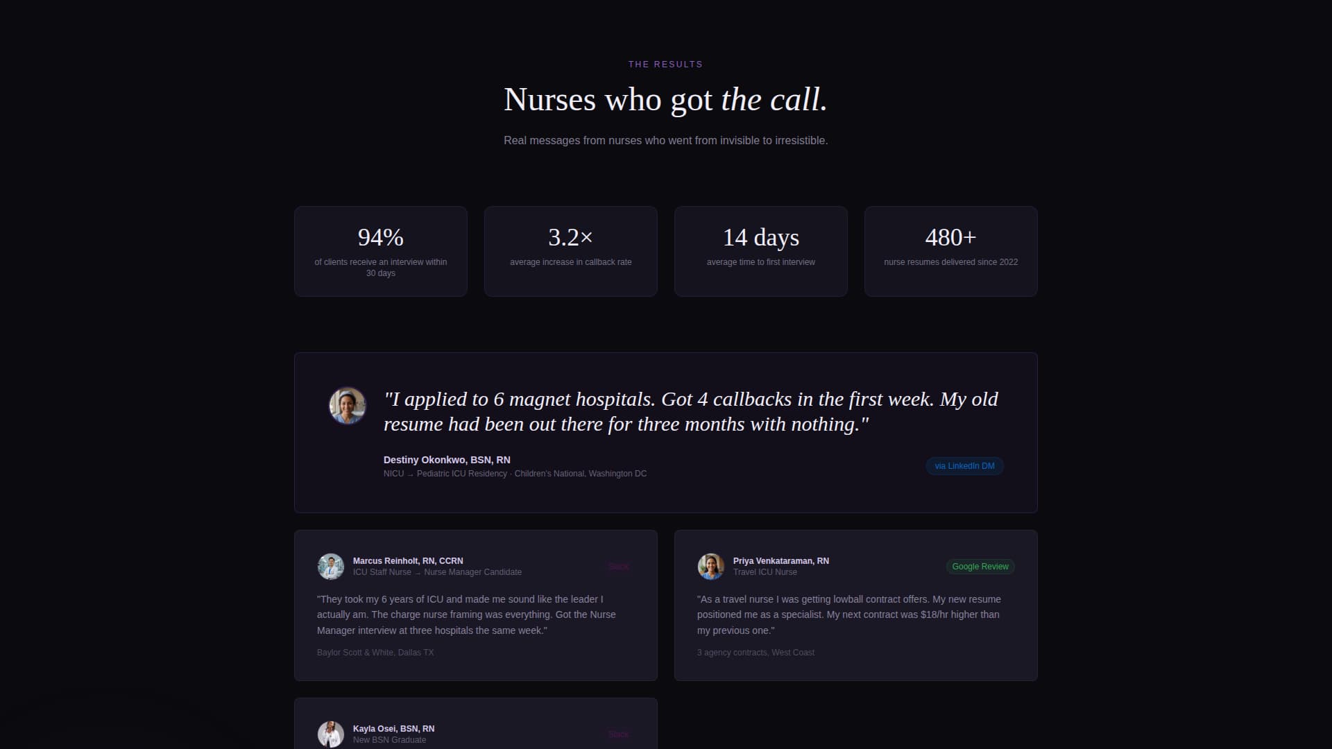 Nurse Profile Pricing Website Template