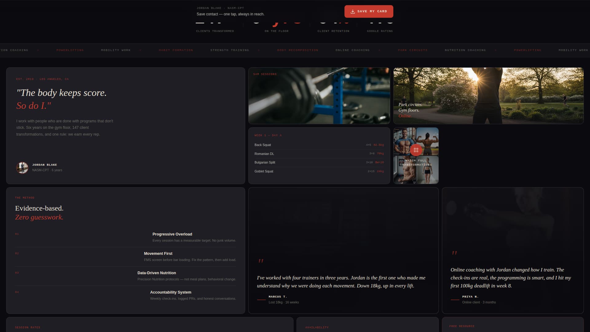 Personal Trainer Profile Professional Website Template