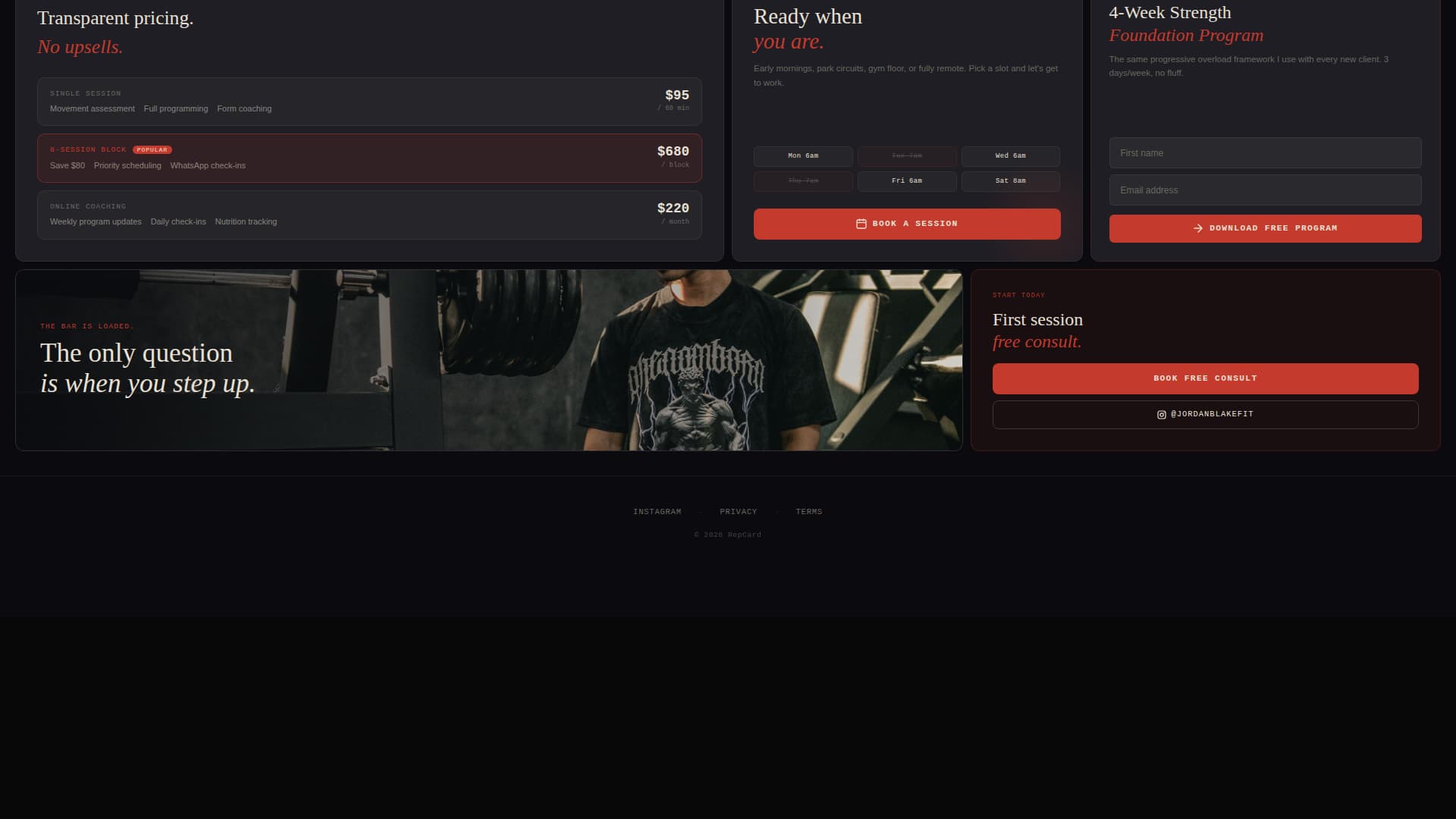 Personal Trainer Profile Professional Website Template