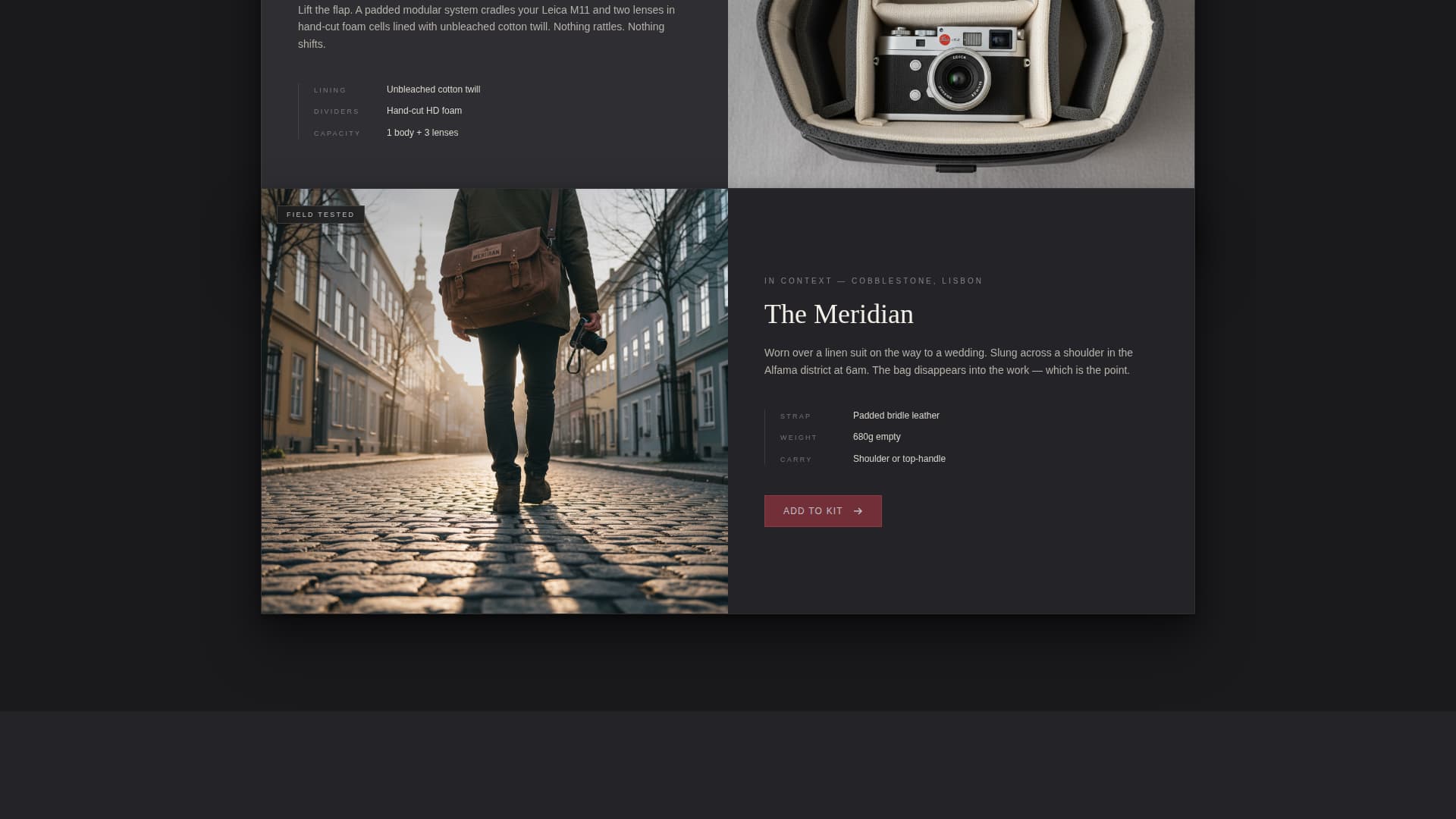 Shutter - Luxe Camerabag Landing Page Template