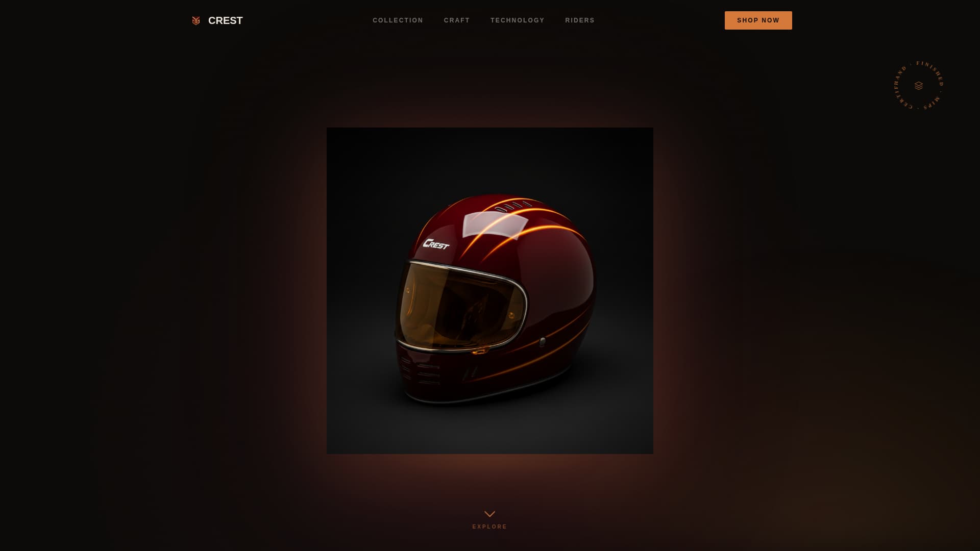 Crest - Immersive Cyclinghelmet Landing Page Template
