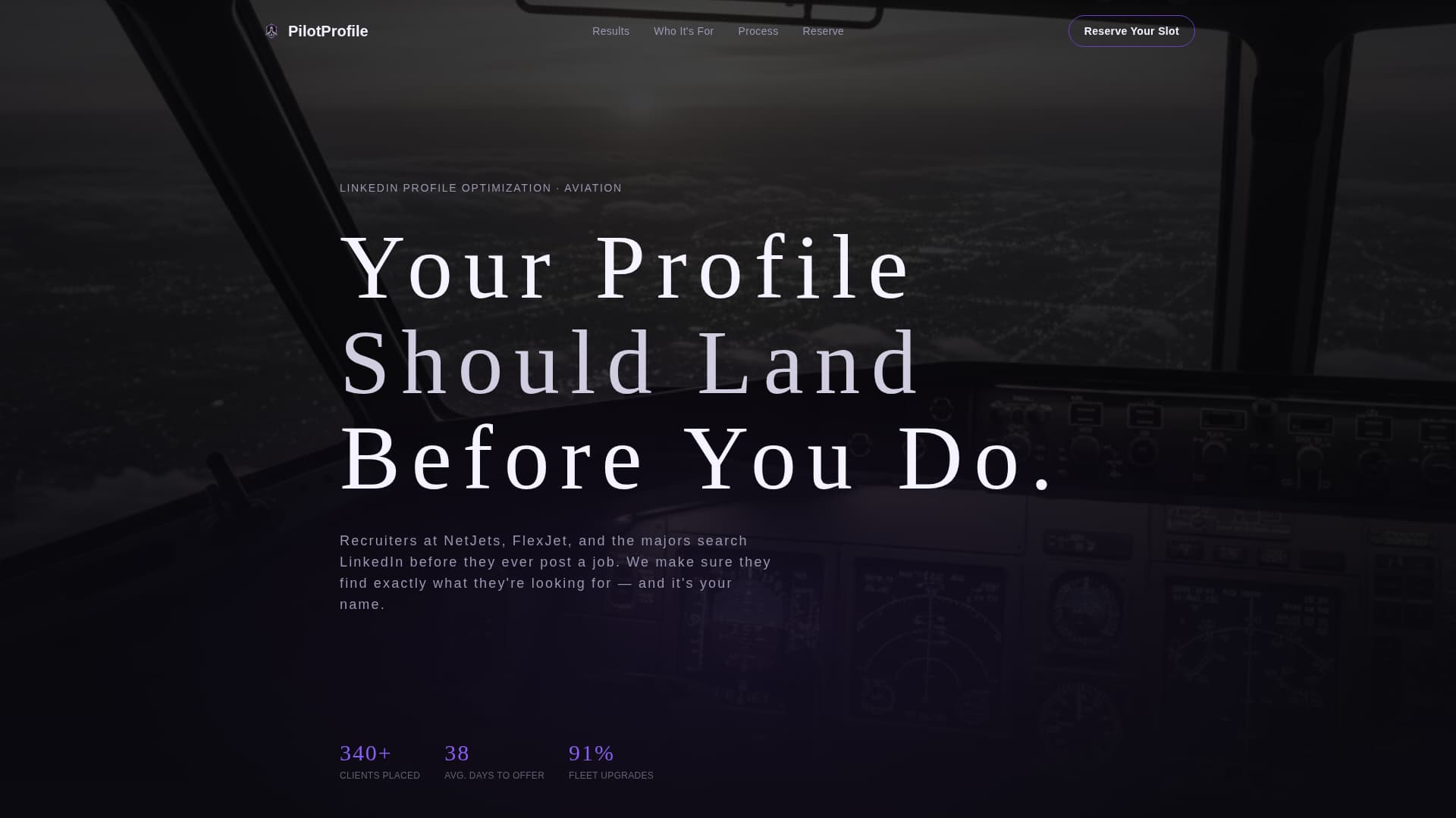 Pilot Profile Pre-Launch Website Template