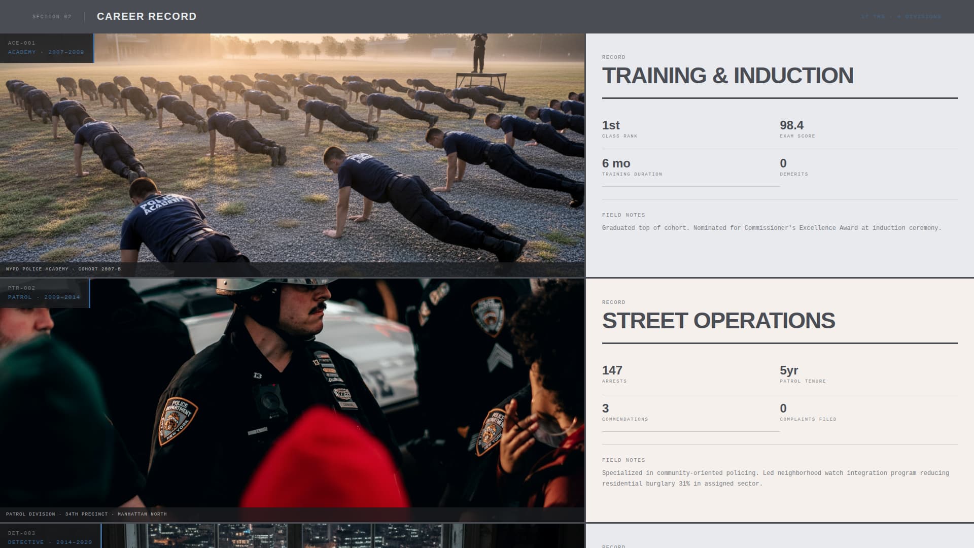 Police Officer Profile Careers Website Template