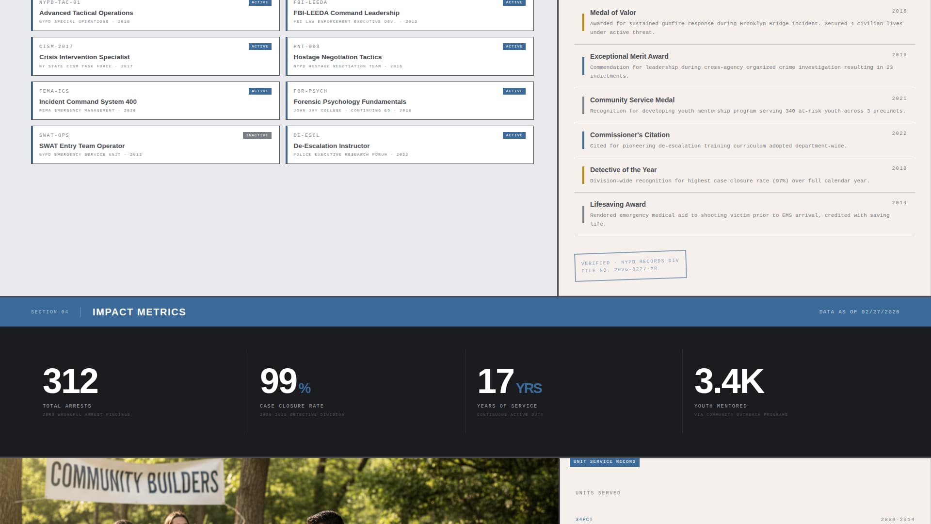 Police Officer Profile Careers Website Template