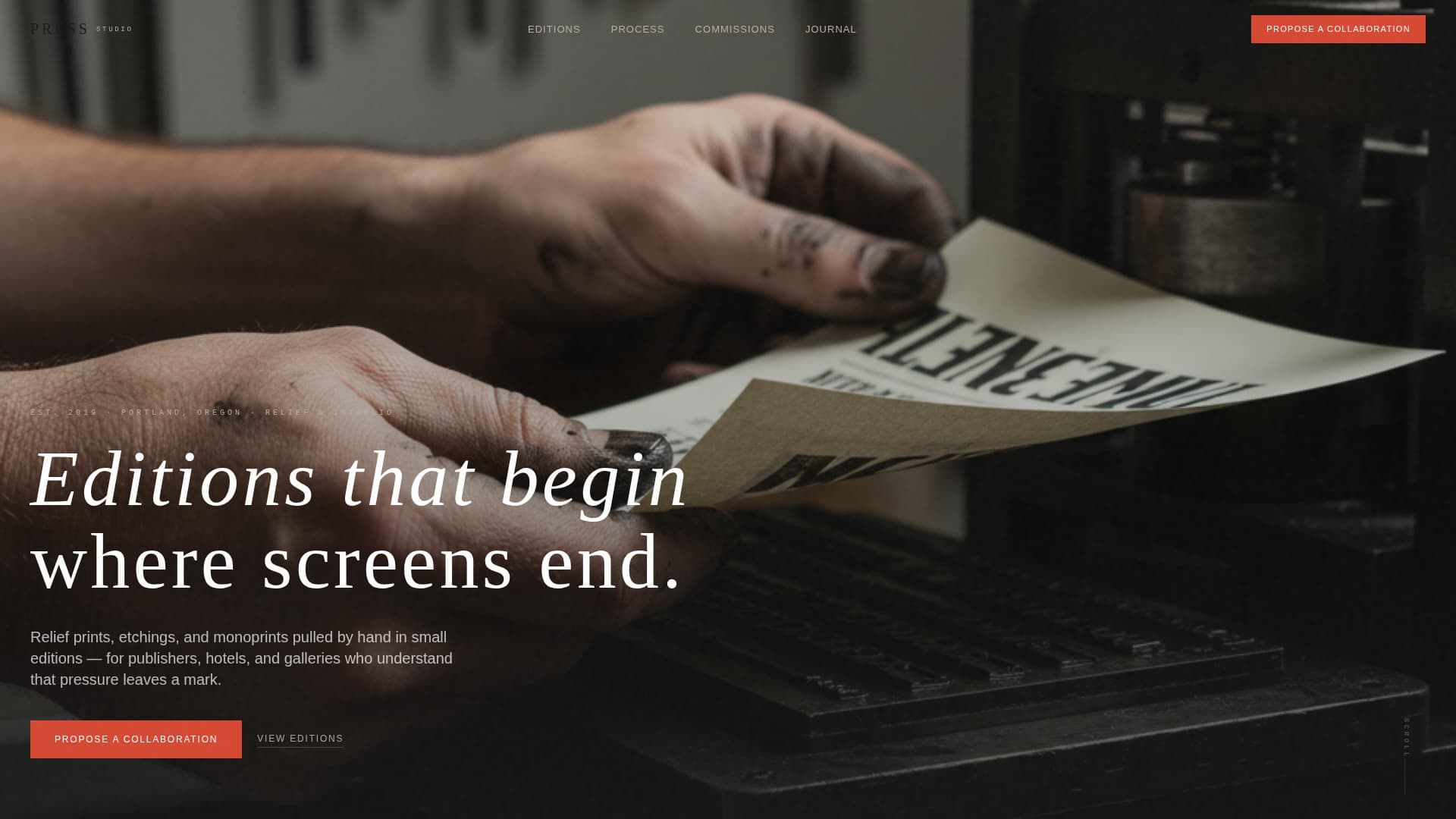Printmaker Portfolio Specialist Professional Website Template