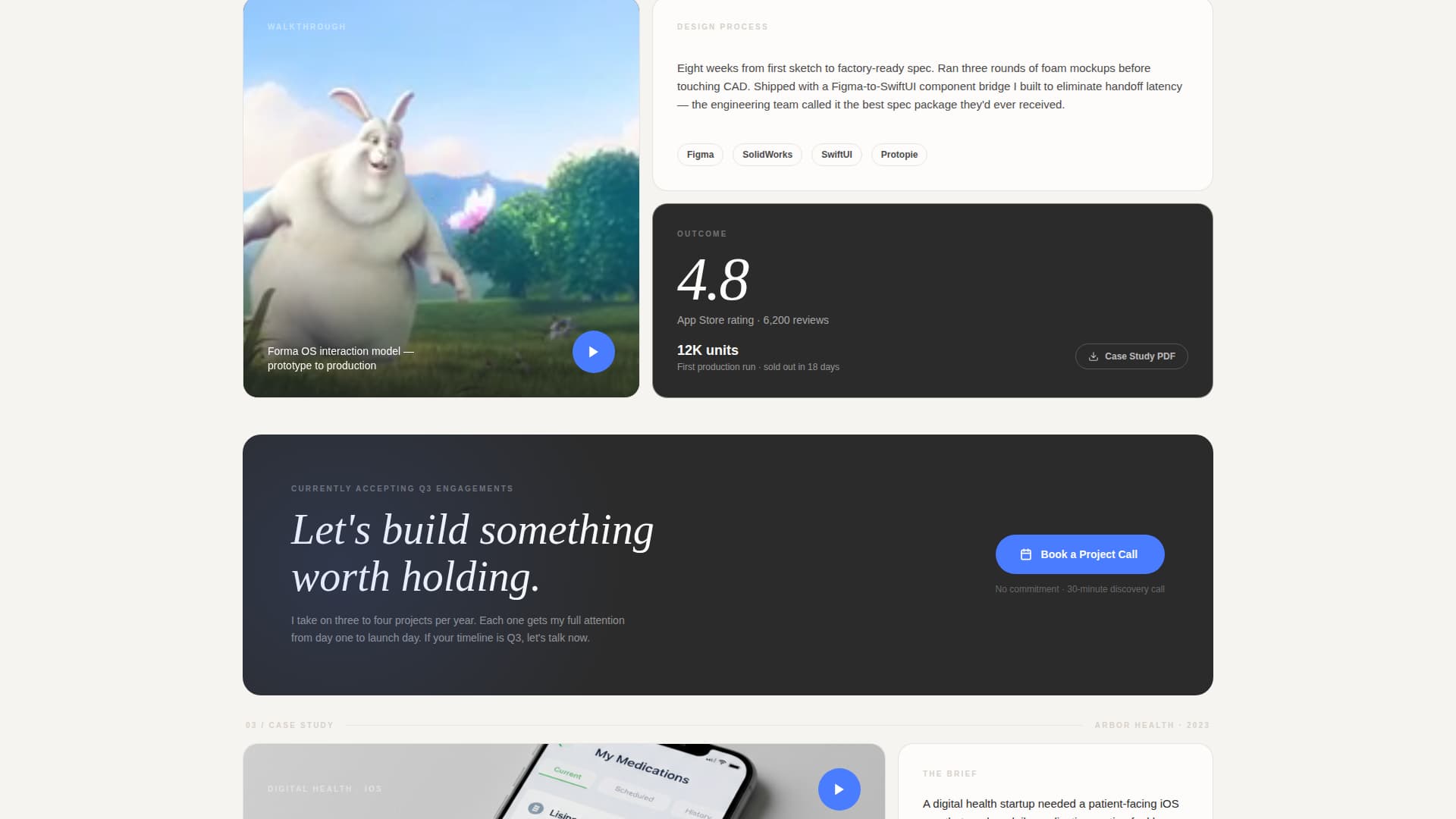 Product Designer Portfolio Booking Website Template