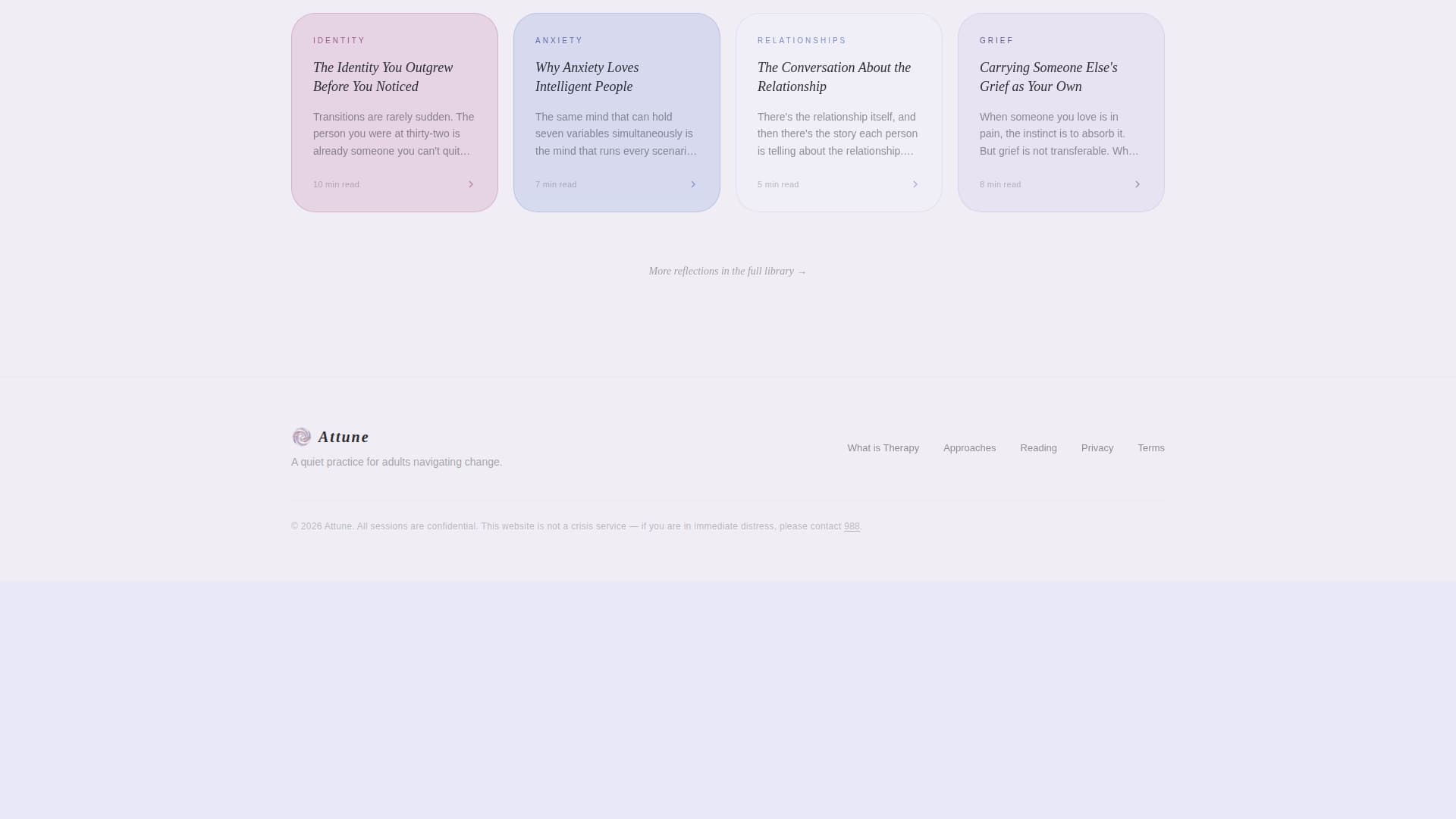 Attune - Serene Psychologist Landing Page Template