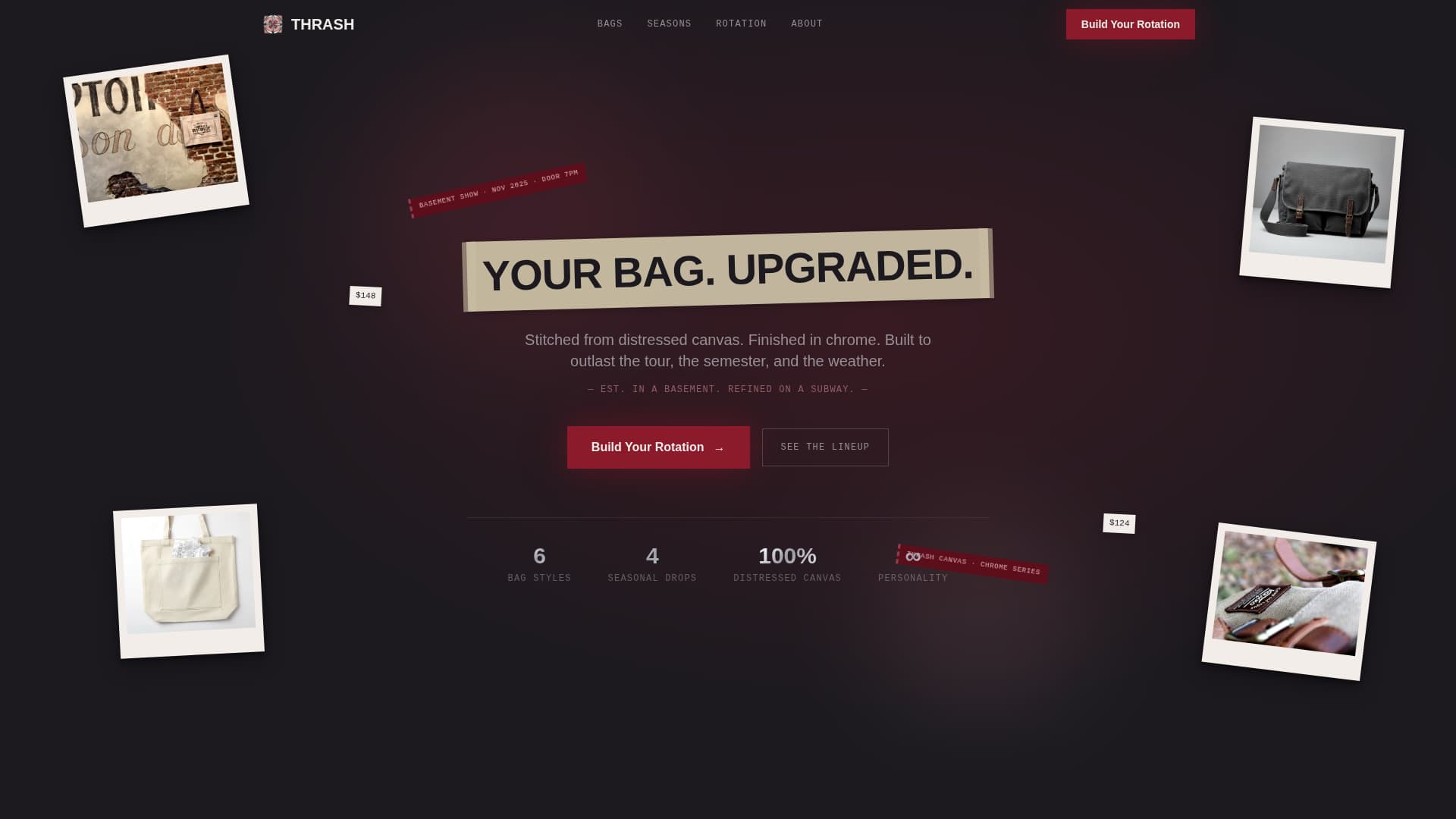 Thrash - Edgy Grungebag Landing Page Template