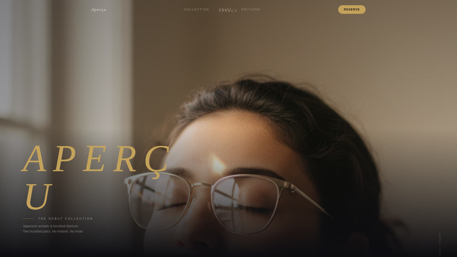 Aperu - Luxe Eyewear Landing Page Template