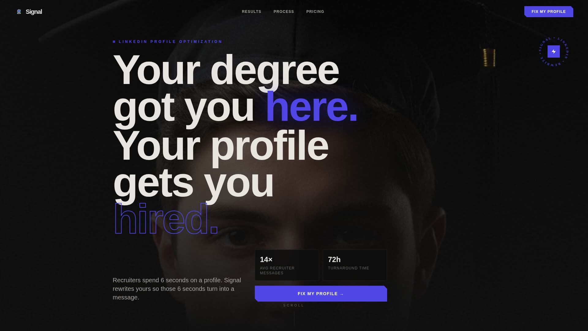 Signal - Bold Graduate Landing Page Template