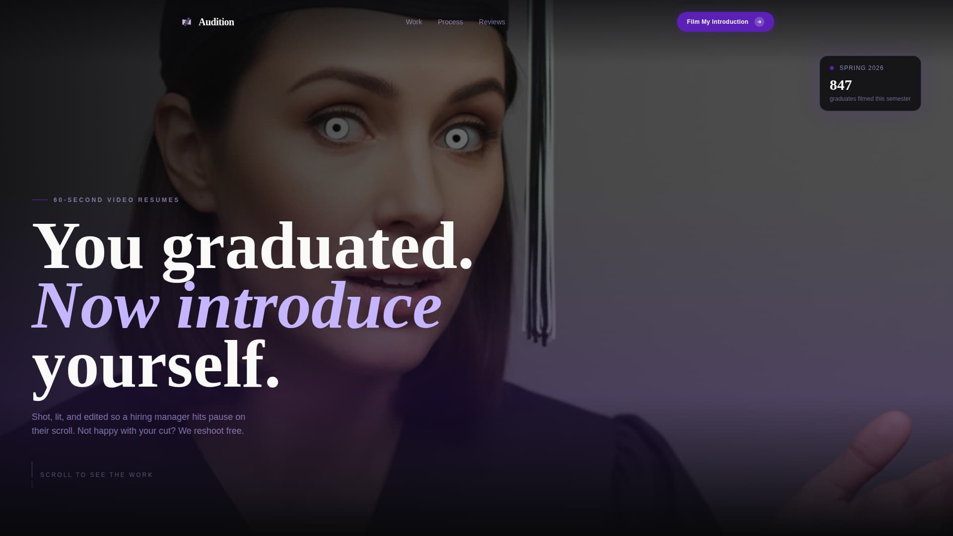 Audition - Cinematic Graduate Landing Page Template