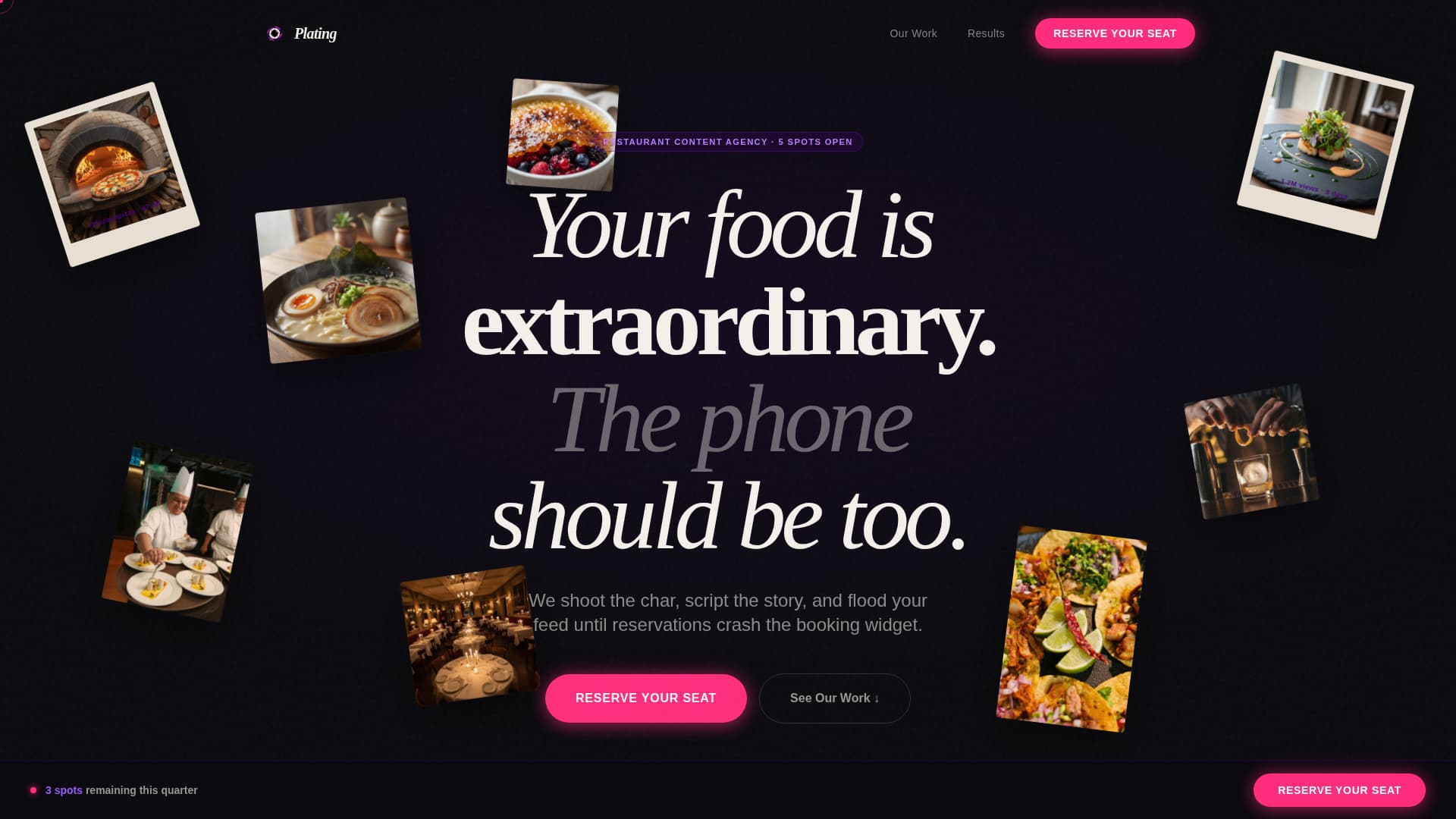 Restaurant Marketing & Agency Booking Website Template