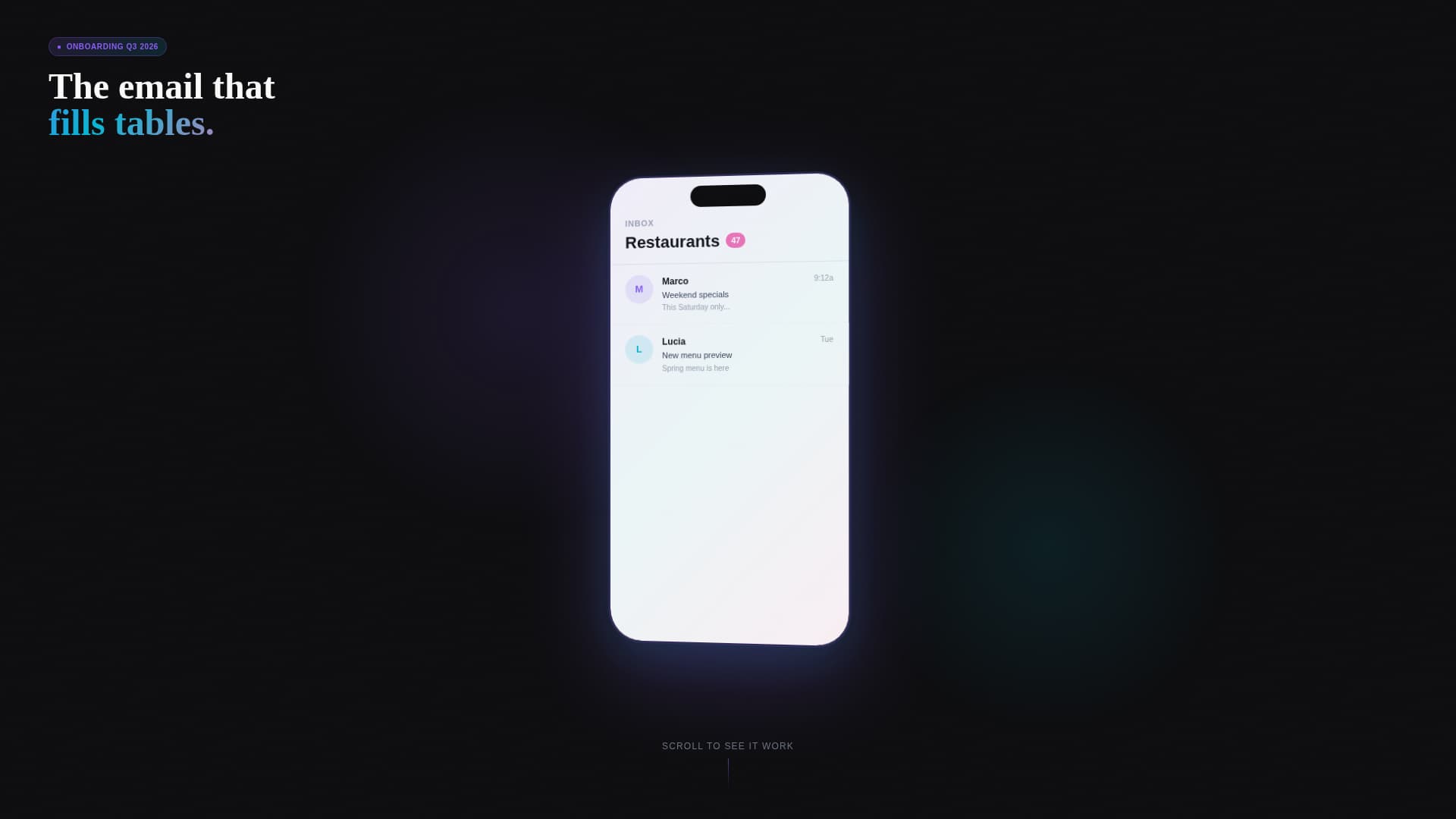 Inbox - Iridescent Restaurant Landing Page Template