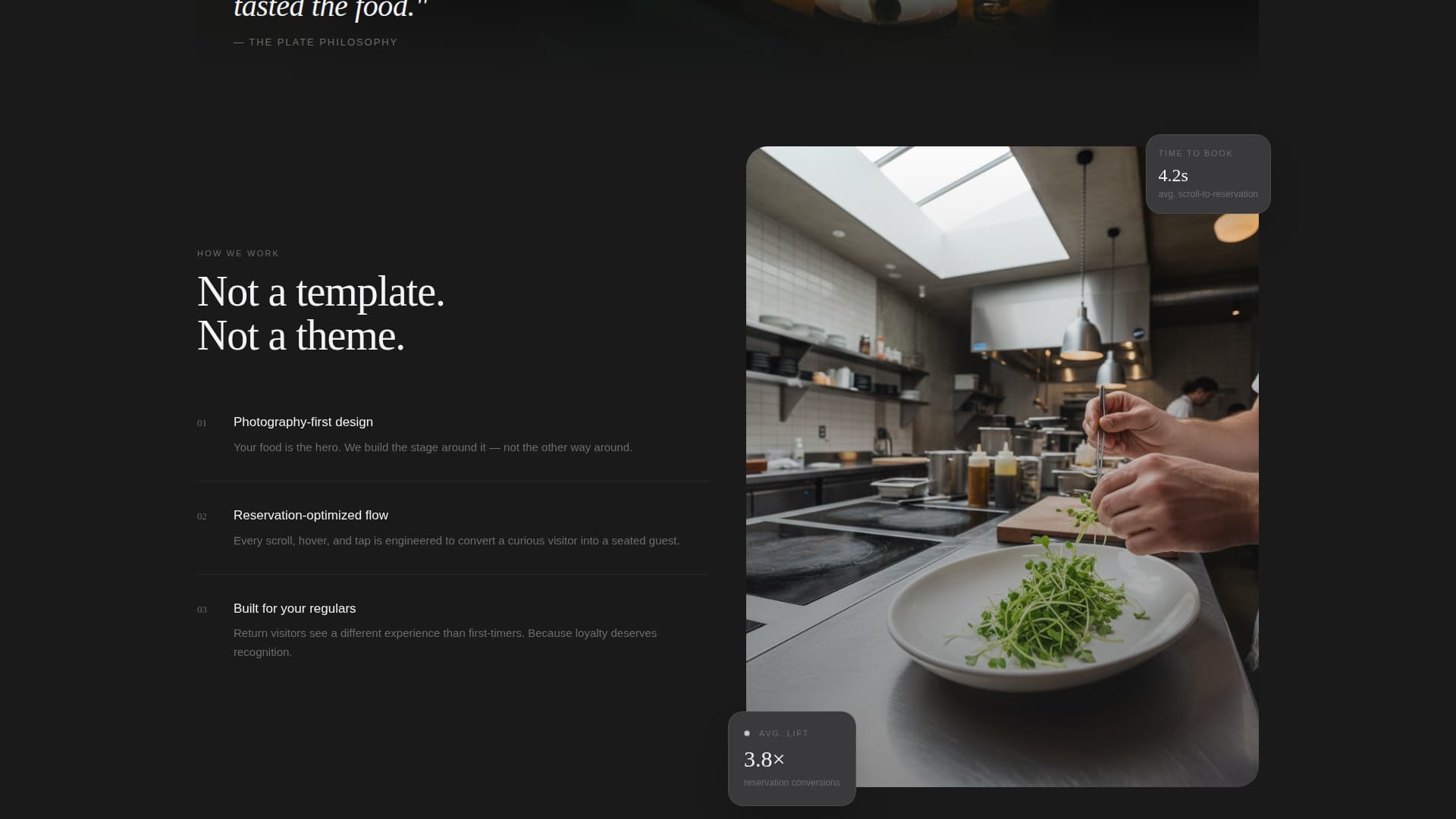 Plate - Immersive Restaurant Landing Page Template
