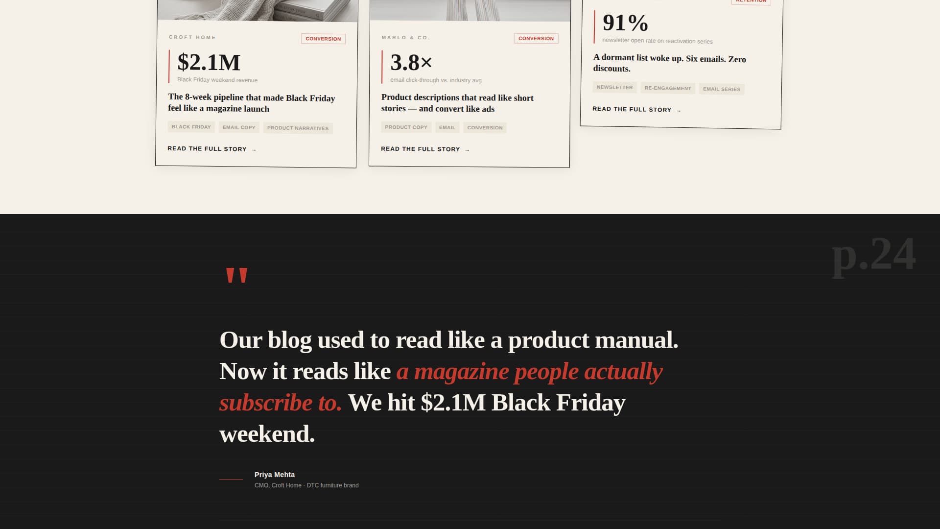 Byline - Editorial Retail Landing Page Template