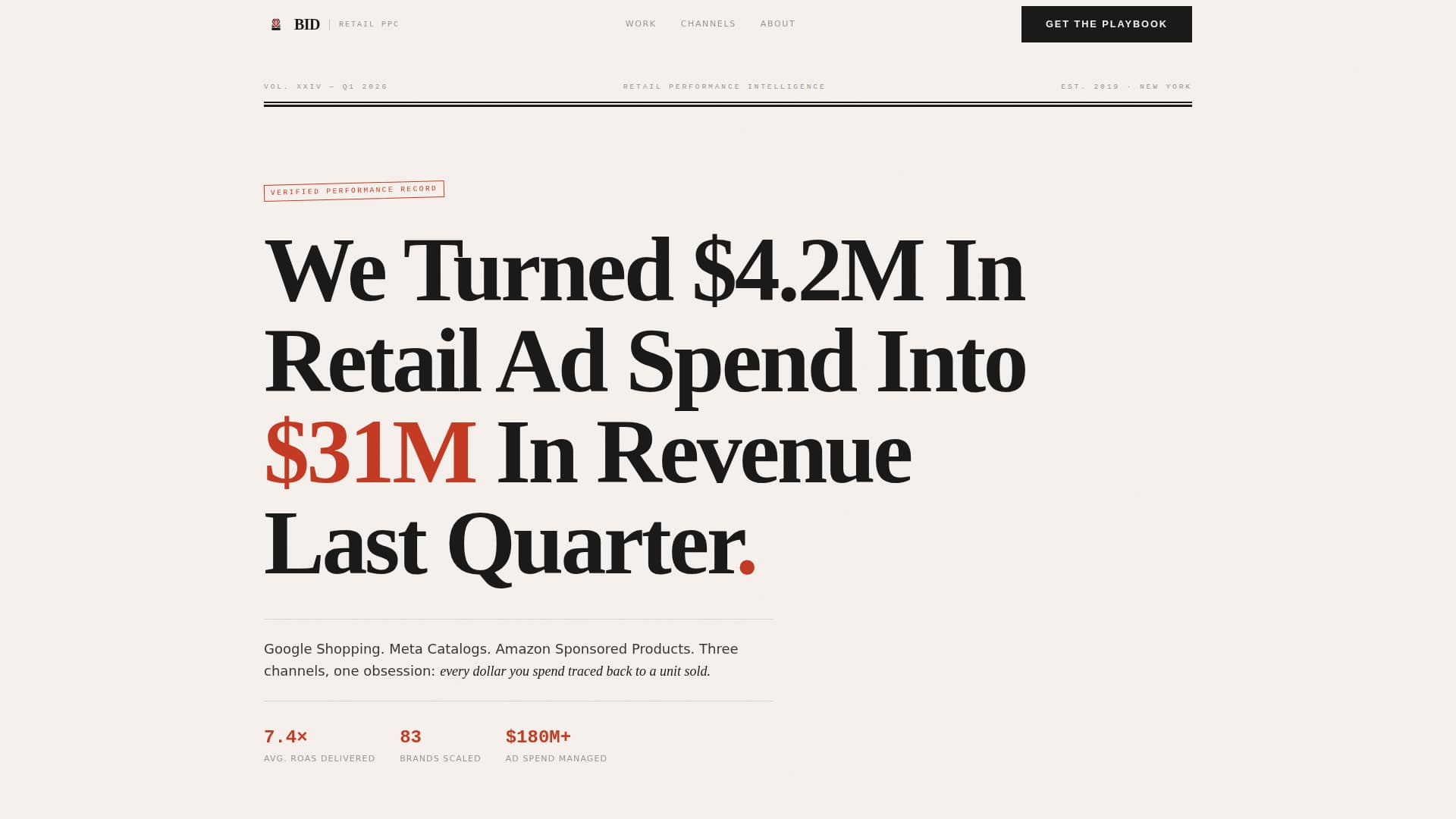 Bid - Proven Retail Landing Page Template
