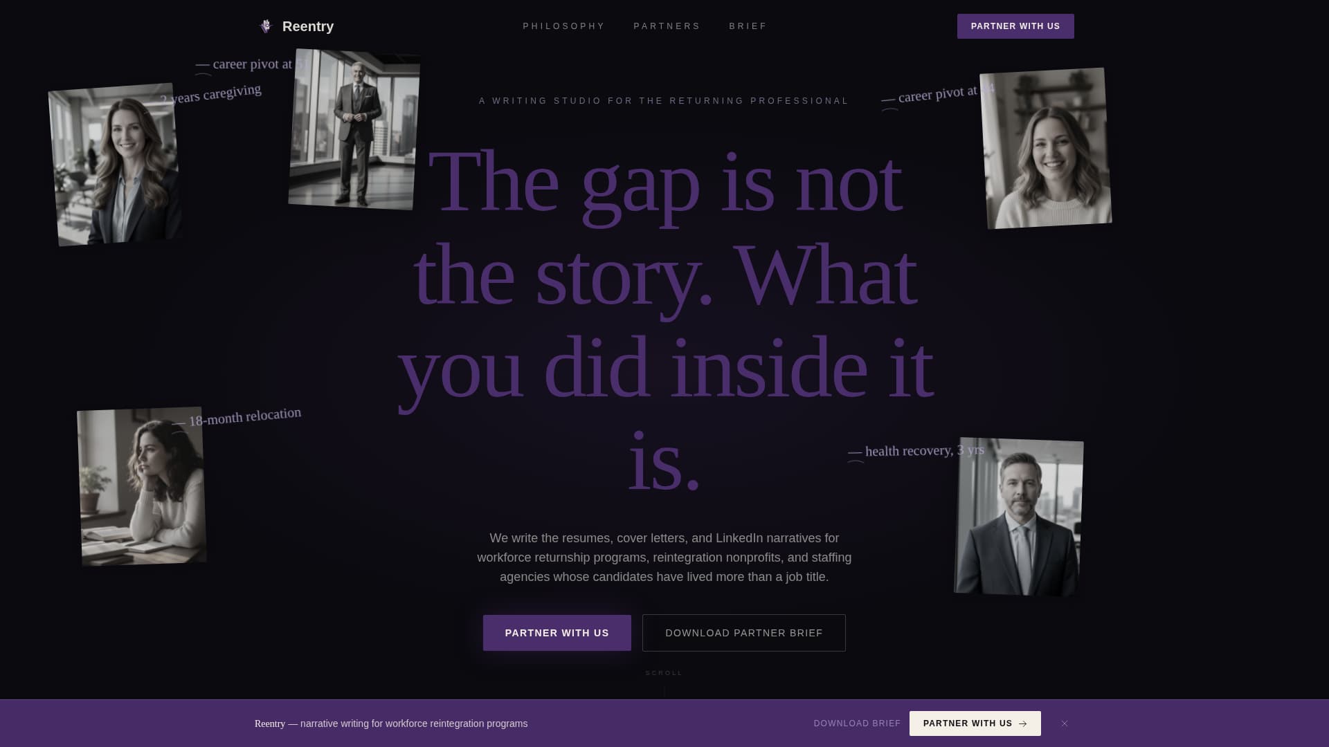 Reentry - Compelling Returntowork Landing Page Template