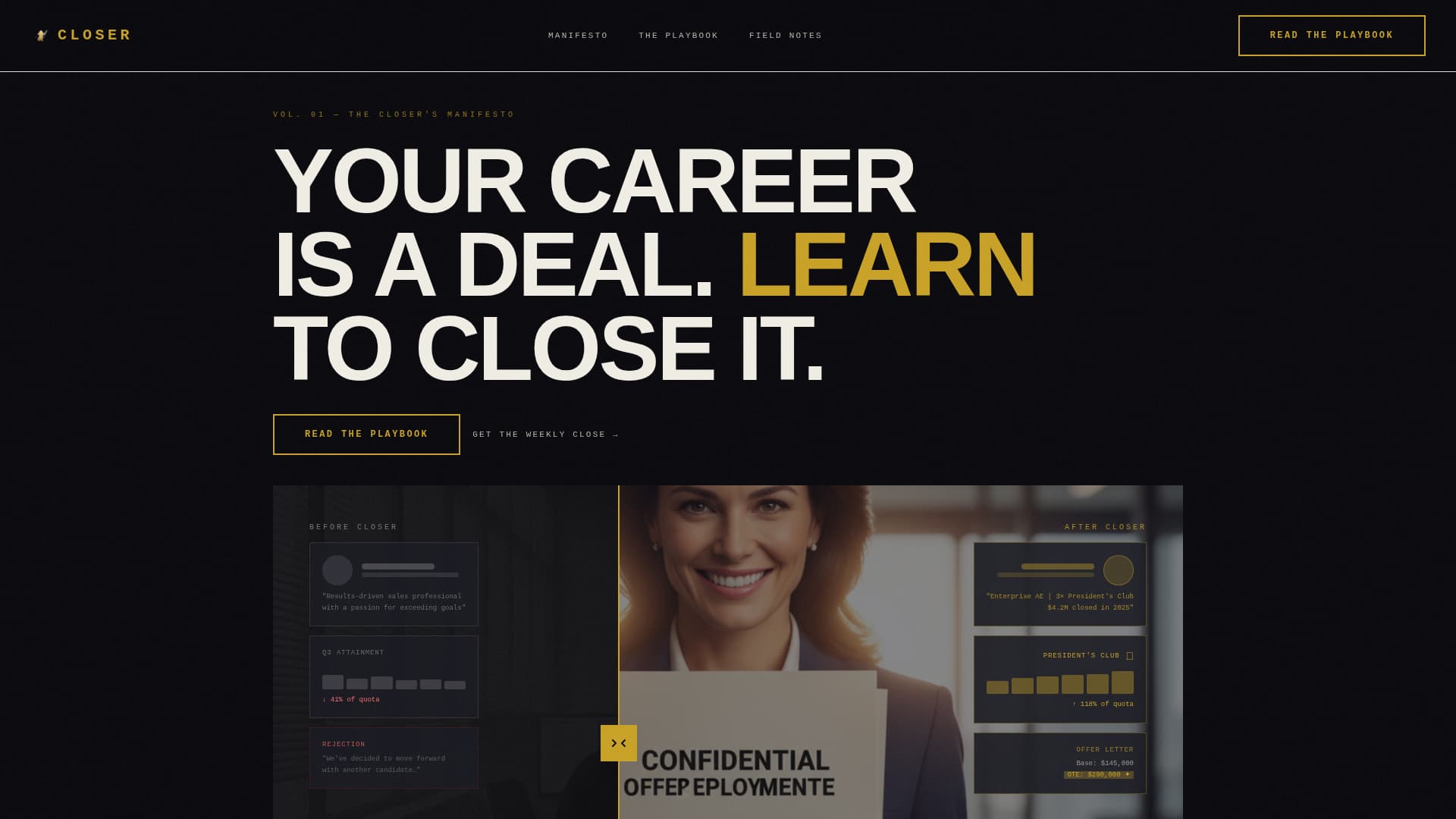 Closer - Bold Salesexecutive Landing Page Template