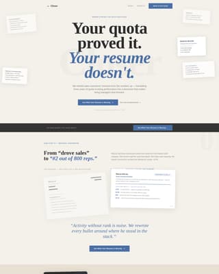 Closer - Quotacrushing Resume Landing Page Template