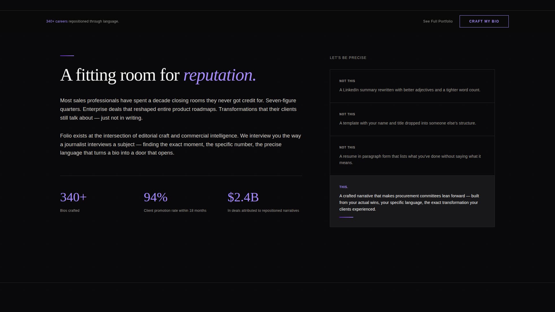 Folio - Elite Salesprofessional Landing Page Template