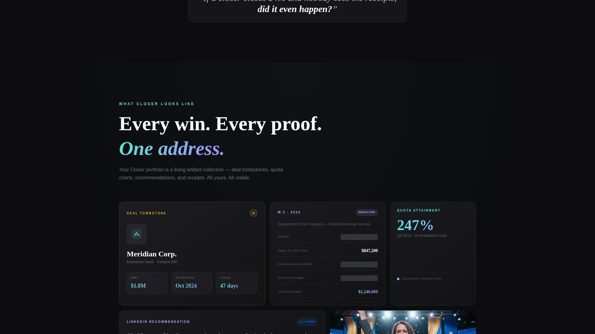 Closer - Elite Salesprofessional Landing Page Template