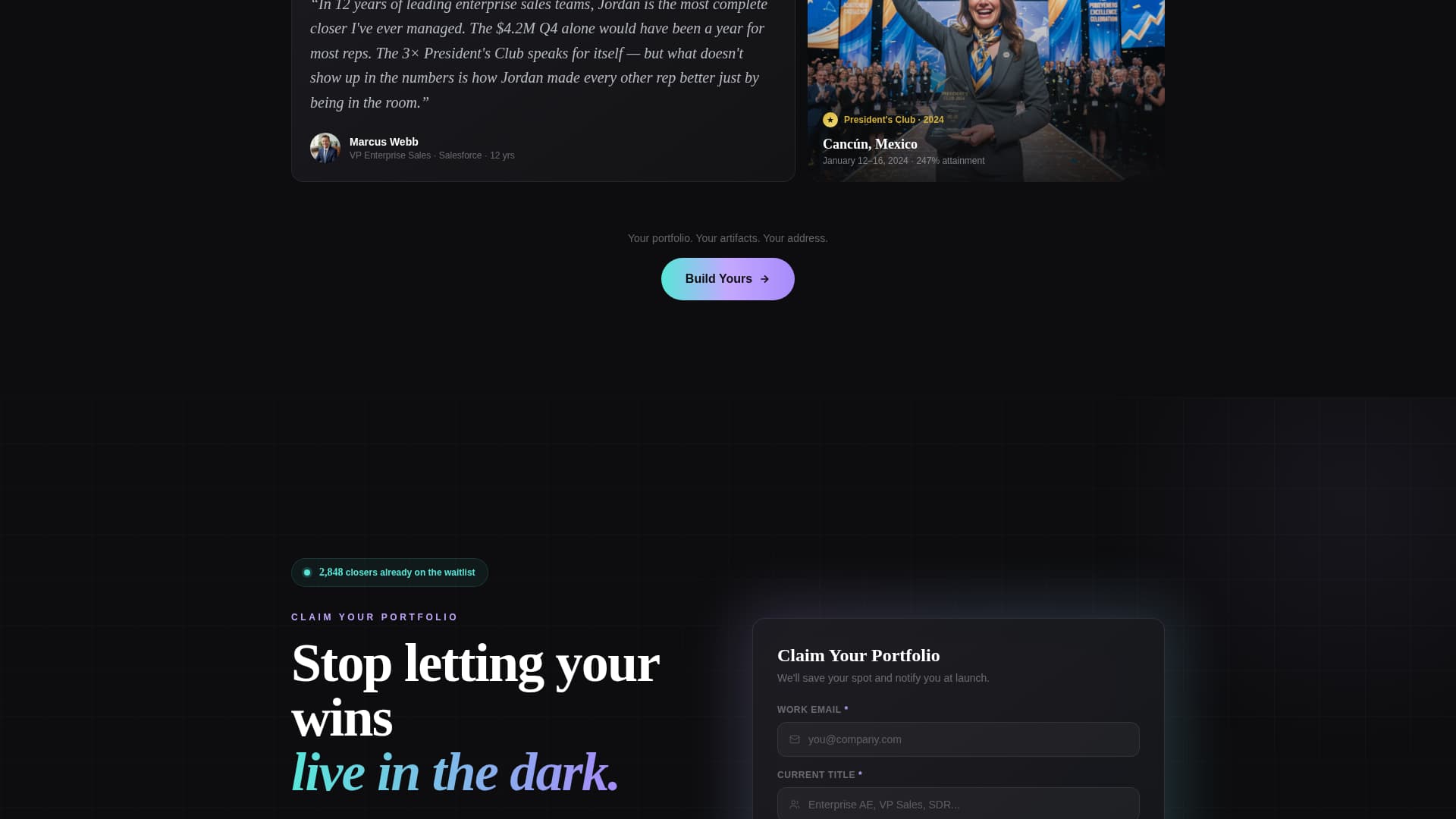Closer - Elite Salesprofessional Landing Page Template