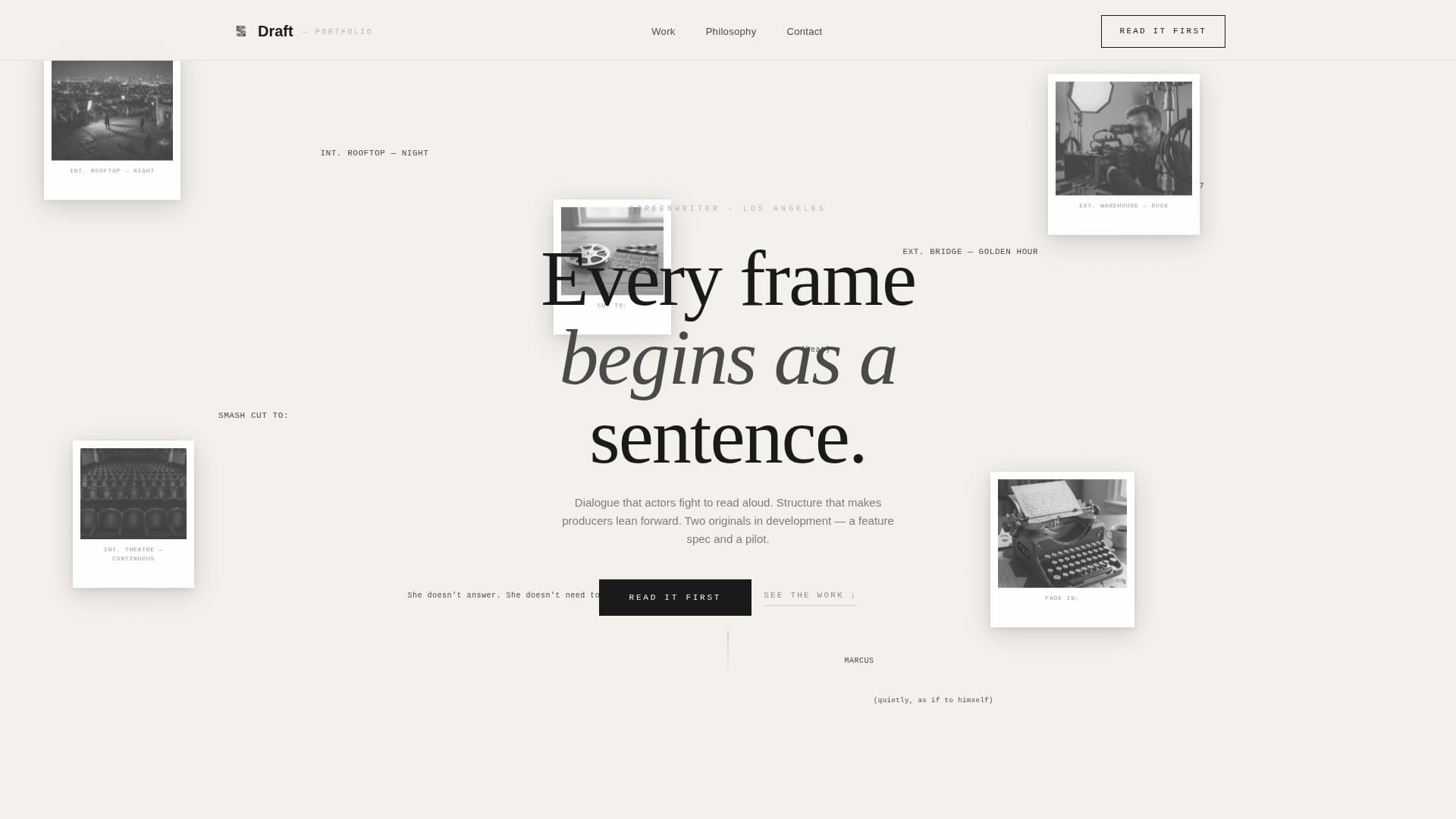 Draft - Cinematic Screenwriter Landing Page Template