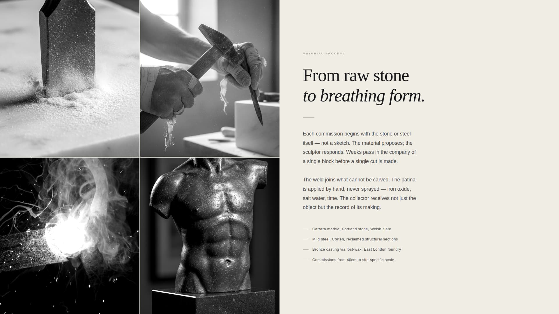 Chisel - Striking Sculptor Landing Page Template