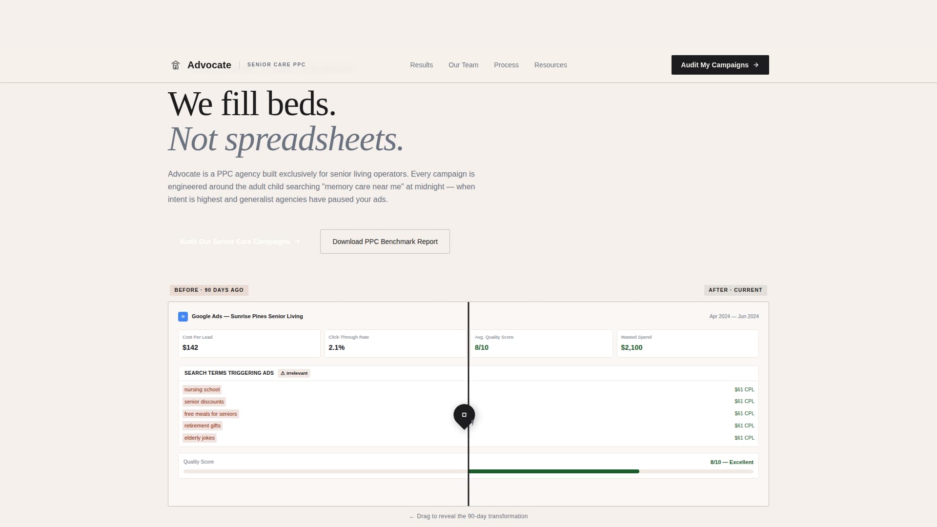 Advocate - Proven Seniorcare Landing Page Template