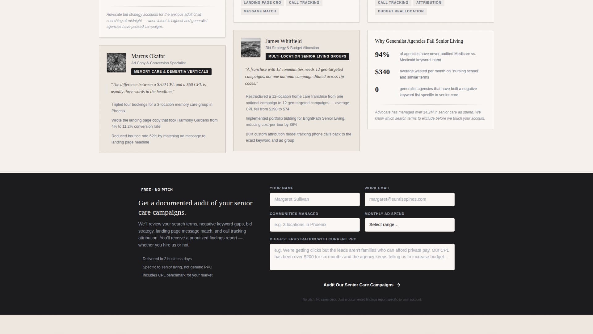 Advocate - Proven Seniorcare Landing Page Template