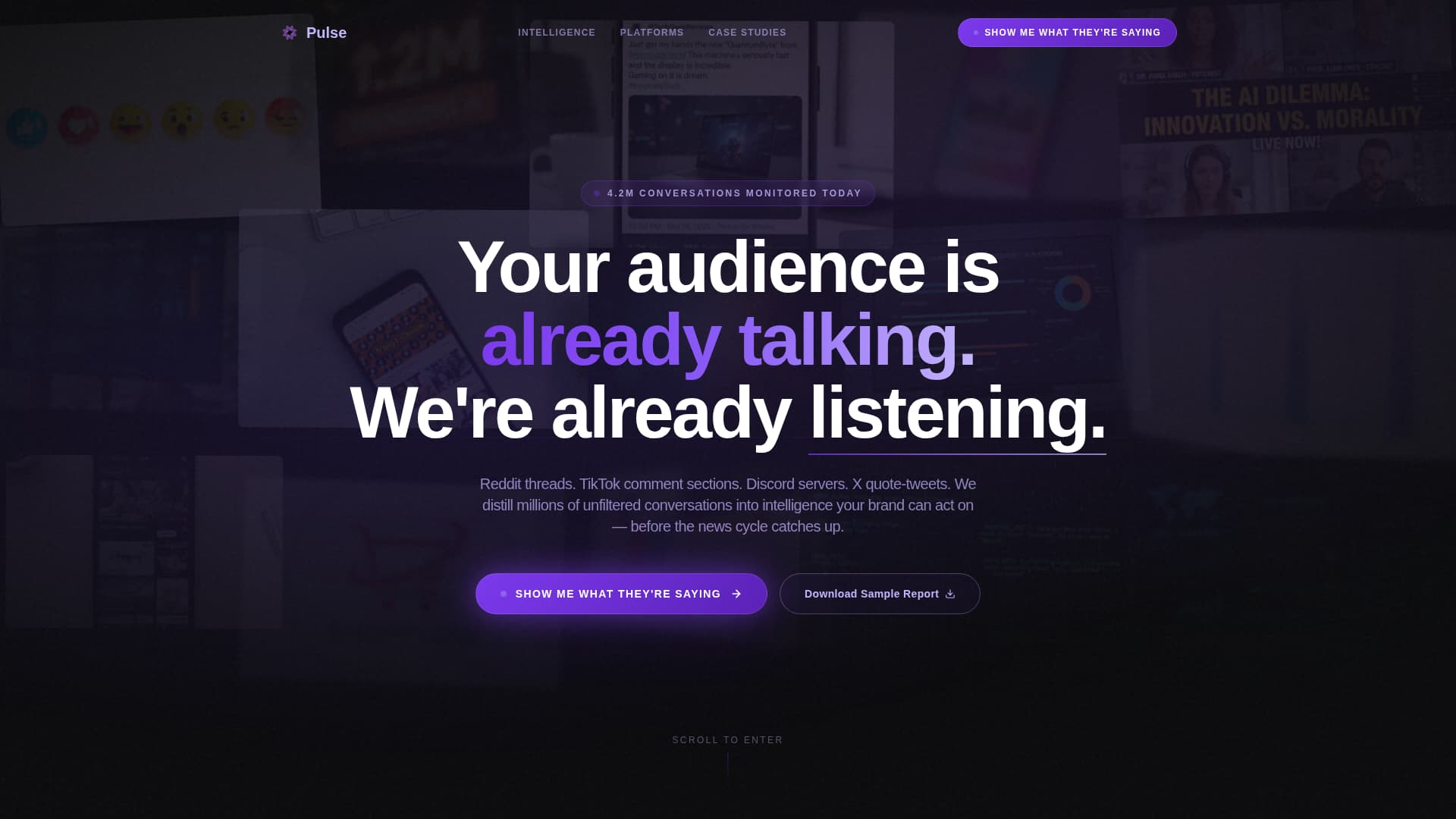 Pulse - Immersive Social Listening Landing Page Template