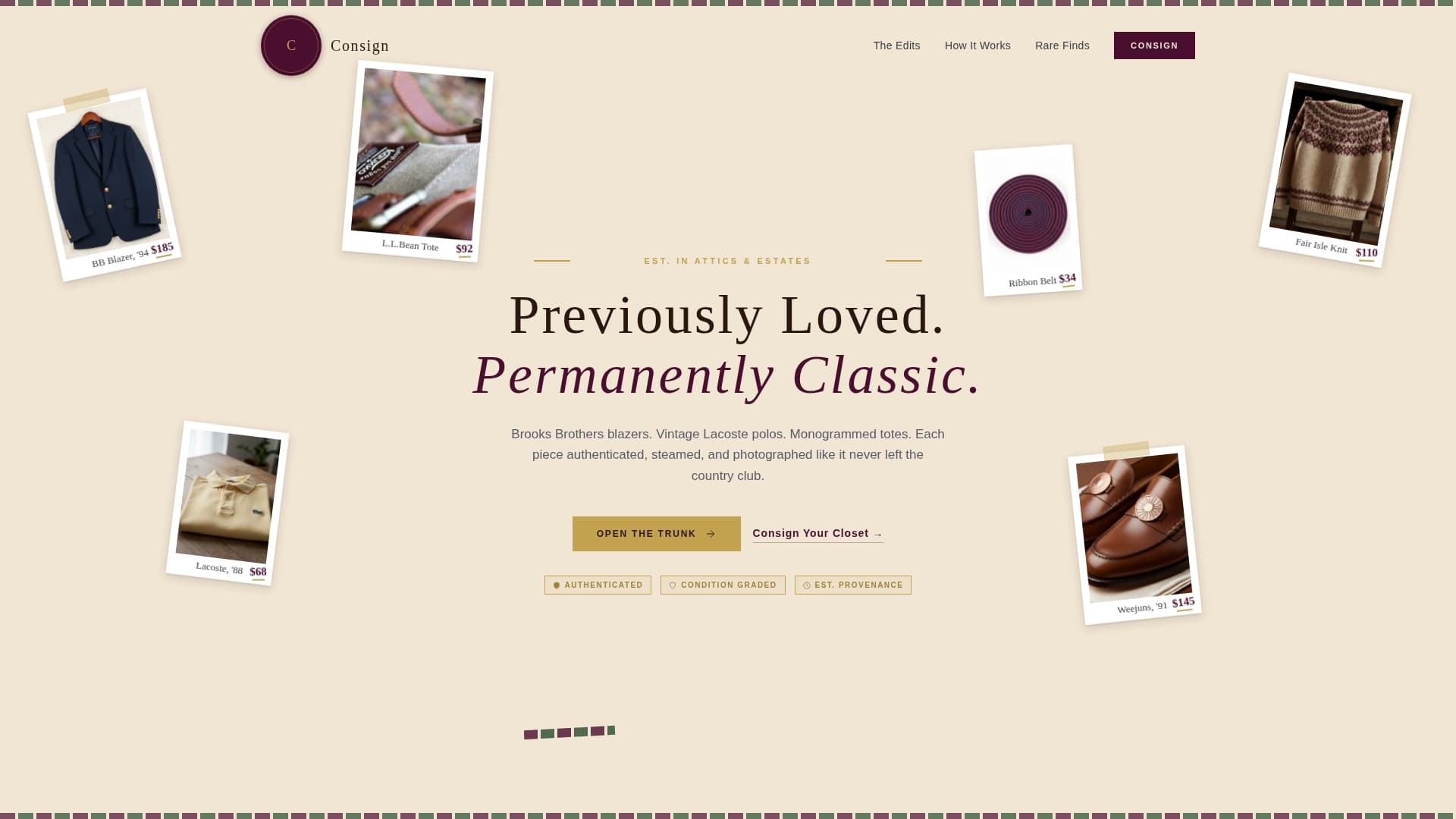 Consign - Curated Preppy Landing Page Template
