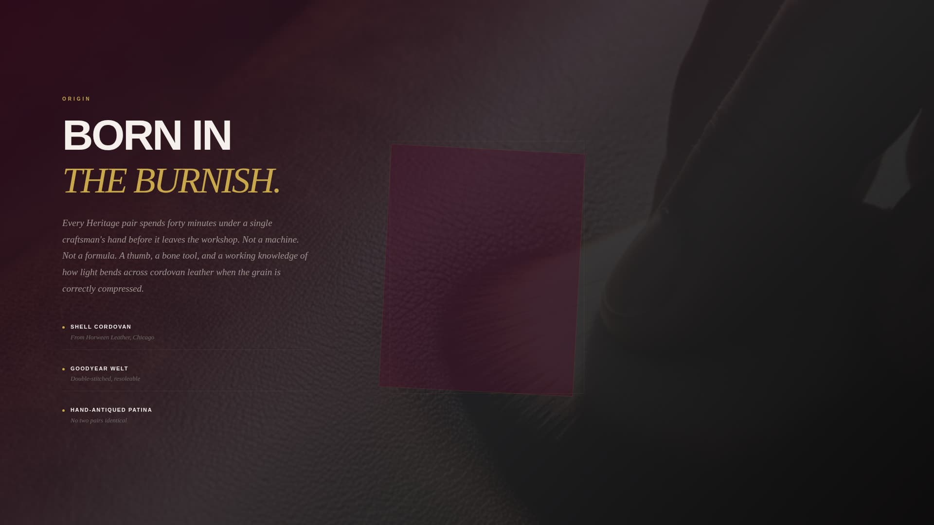 Cordovan - Heritage Shoe Landing Page Template