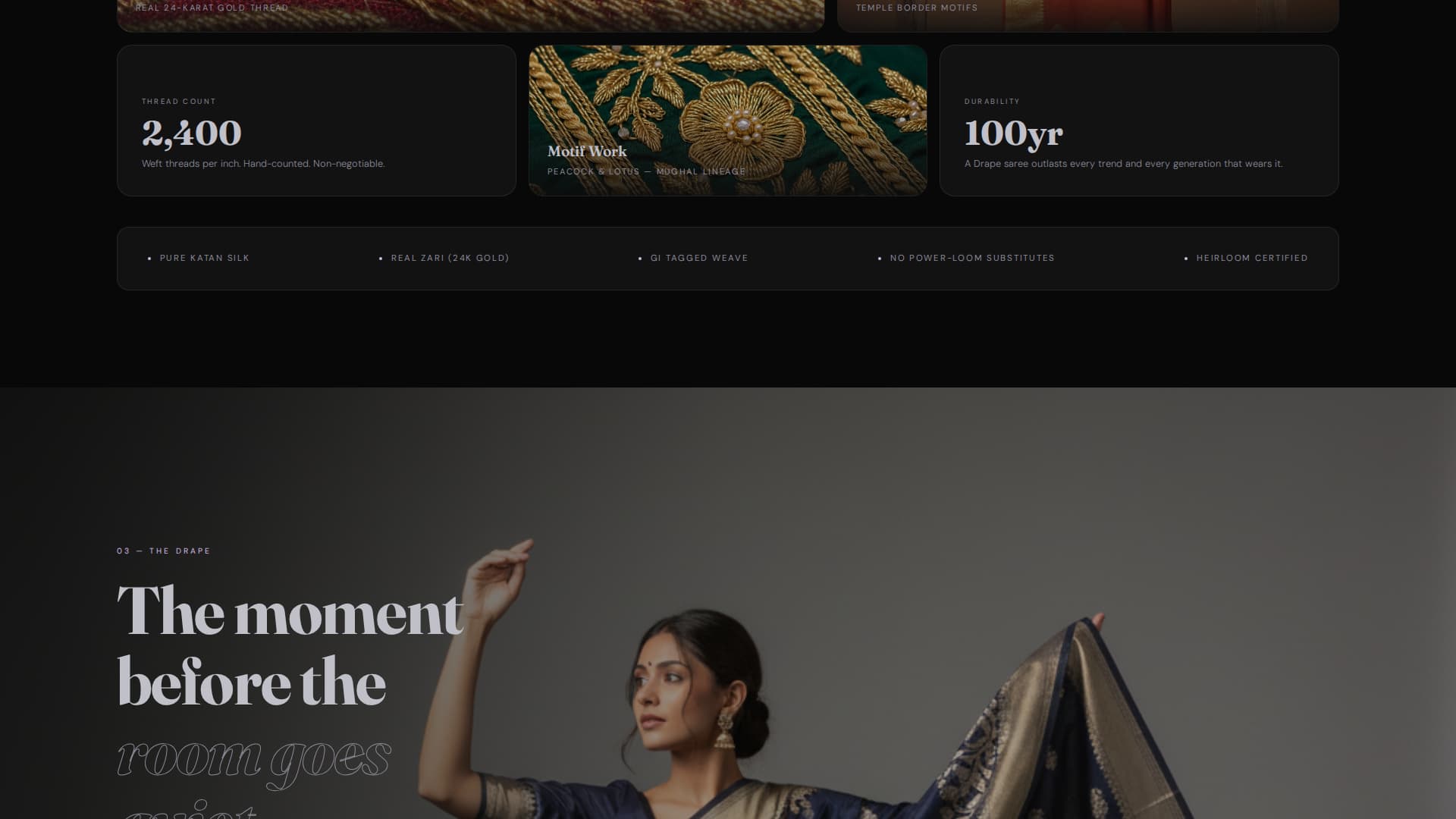 Drape - Cinematic Saree Landing Page Template