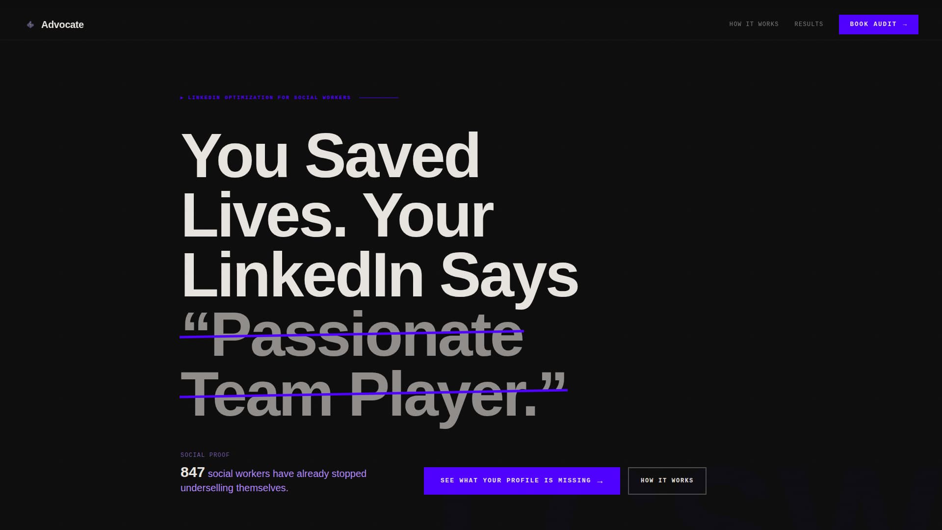 Advocate - Bold LinkedIn Landing Page Template