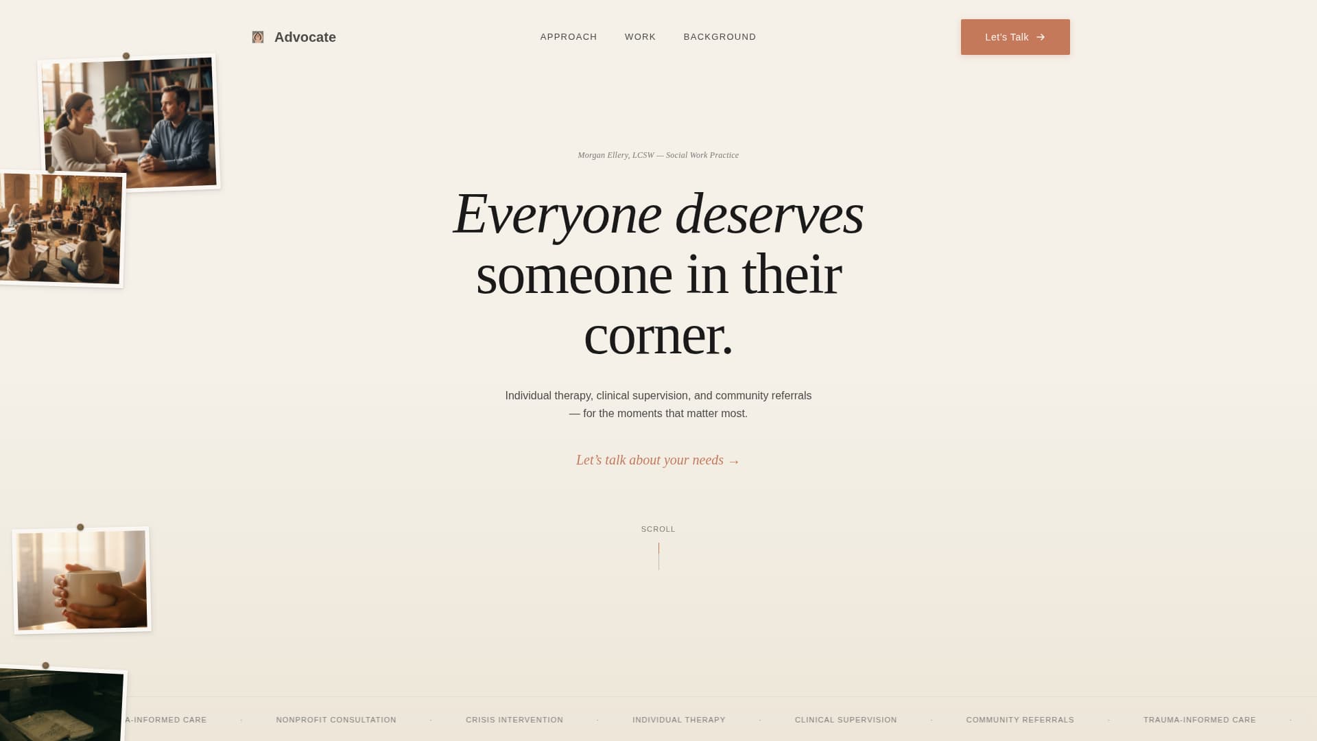 Advocate - Compelling Socialworker Landing Page Template