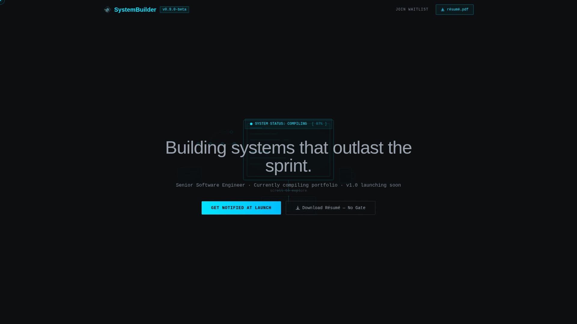 Systembuilder - Immersive Engineer Landing Page Template