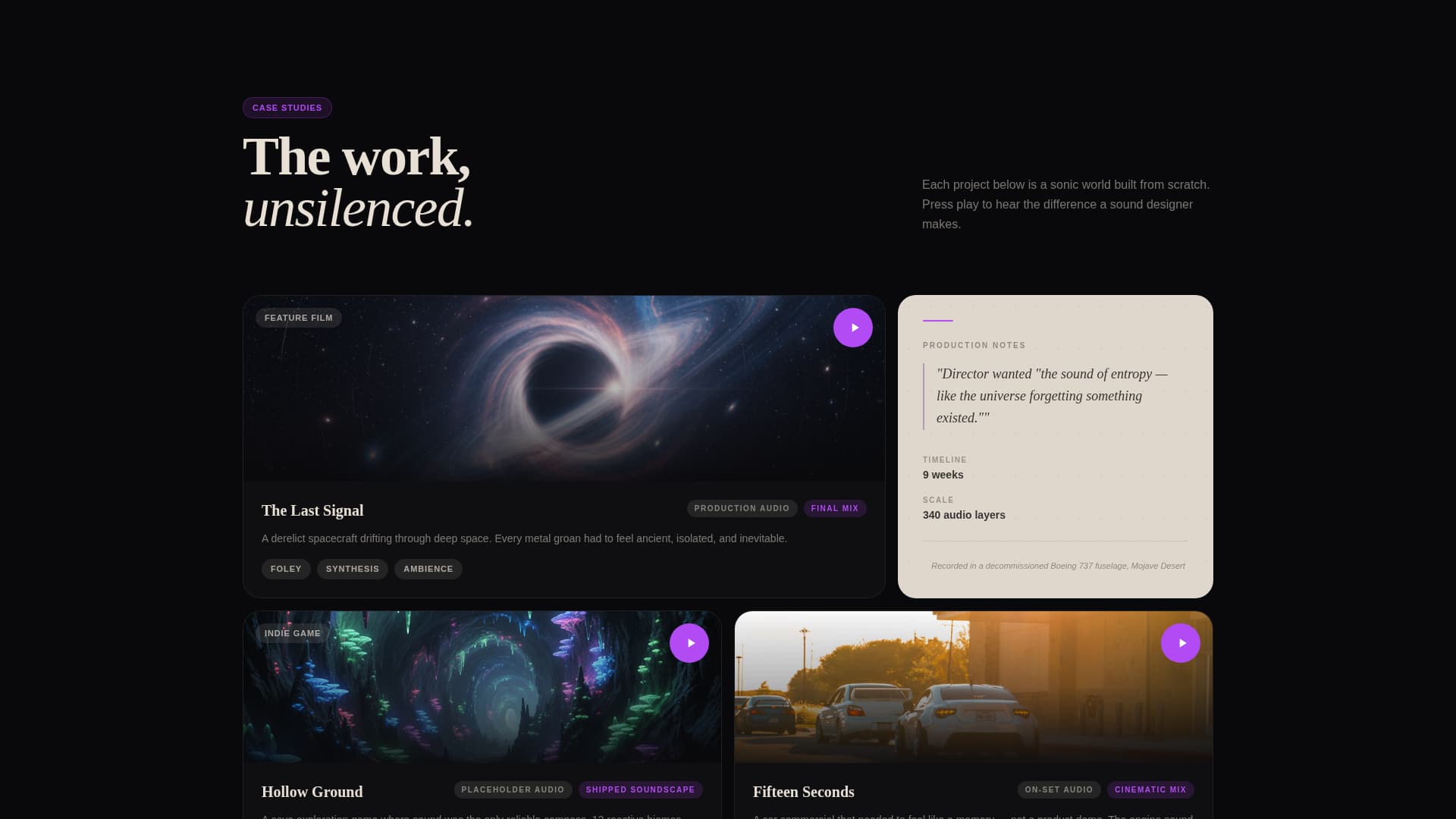 Sound Designer Portfolio Portfolio Website Template