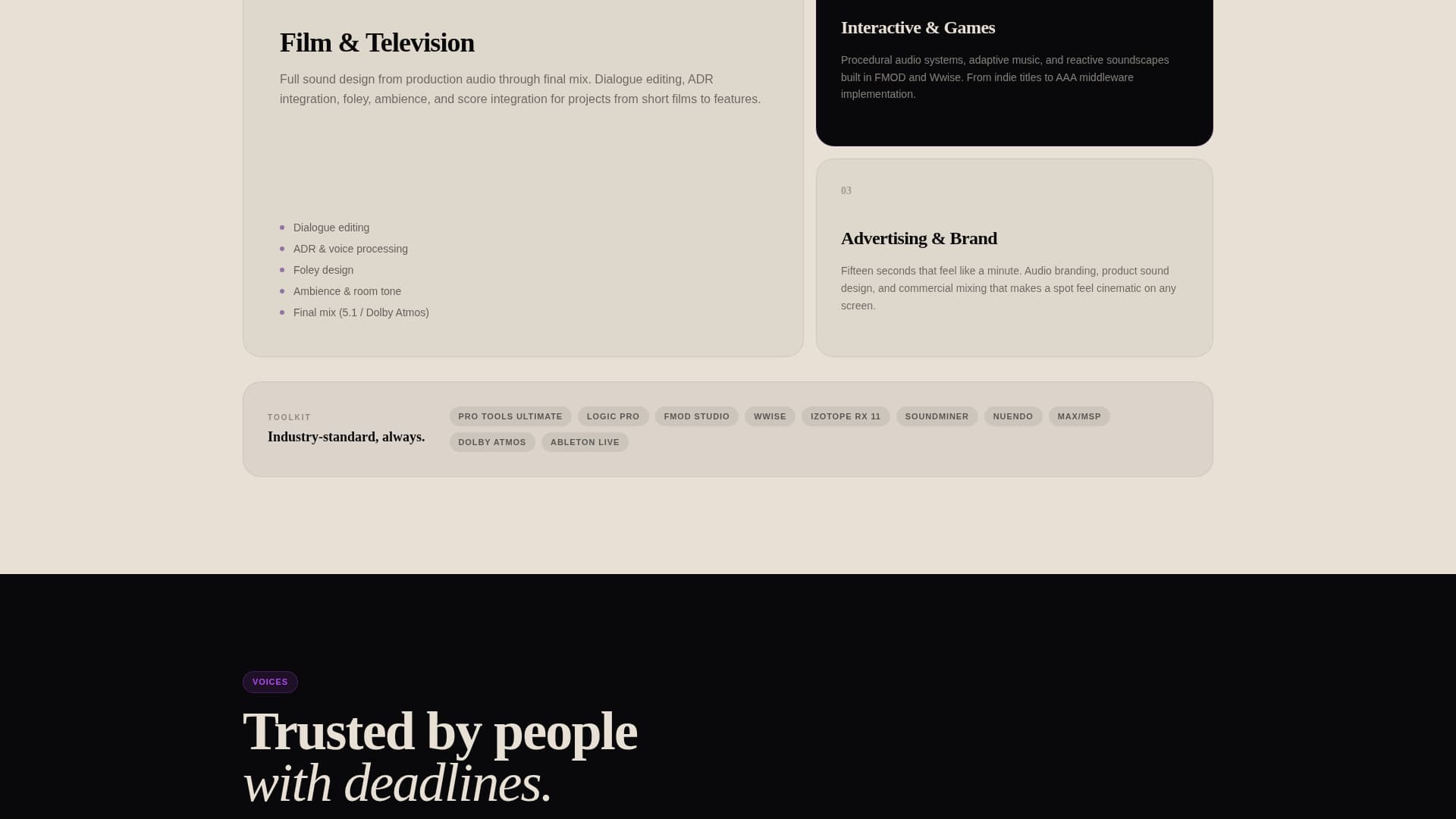Sound Designer Portfolio Portfolio Website Template