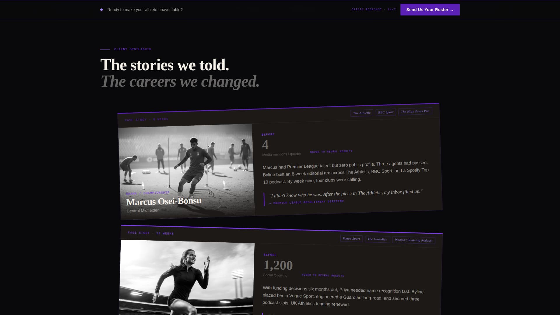 Sports Marketing & Agency Advanced Portfolio Website Template