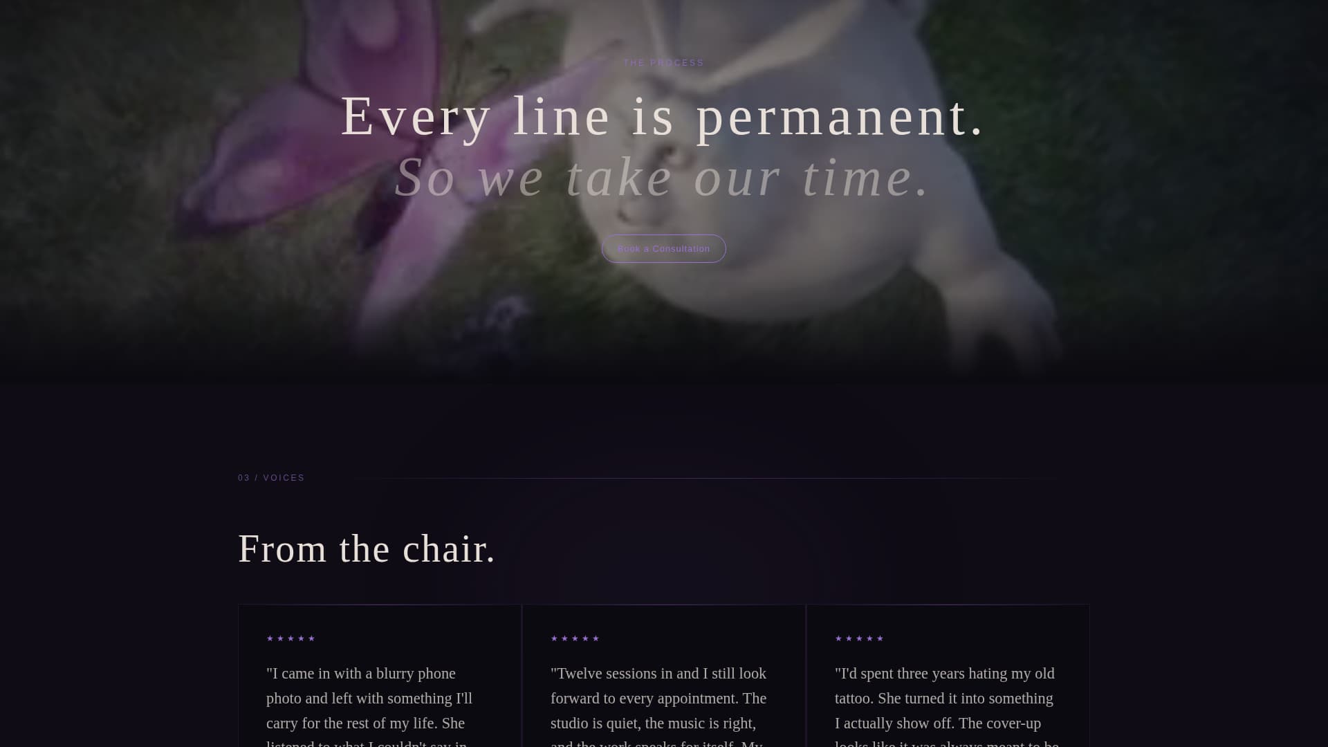 Ink - Immersive Tattooartist Landing Page Template