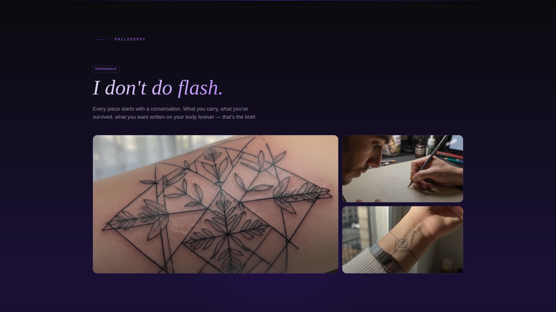 Tattoo Artist Portfolio Booking Website Template