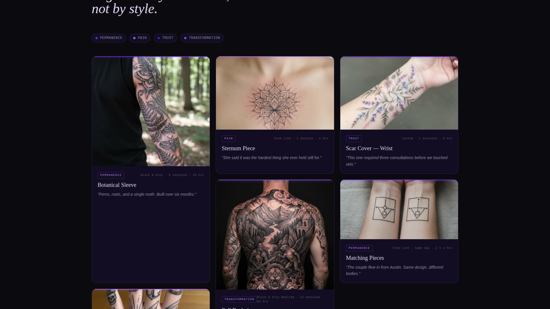 Tattoo Artist Portfolio Booking Website Template
