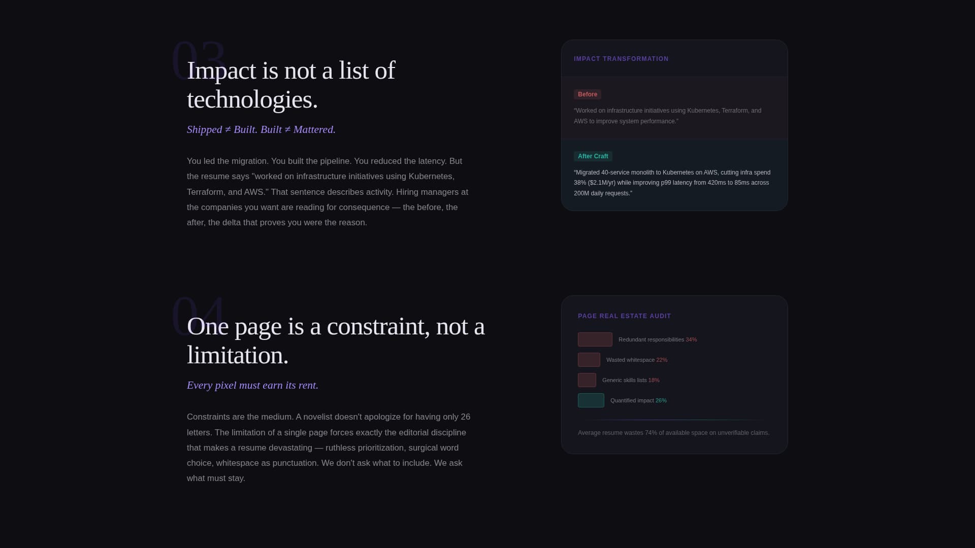 Craft - Immersive Techresume Landing Page Template