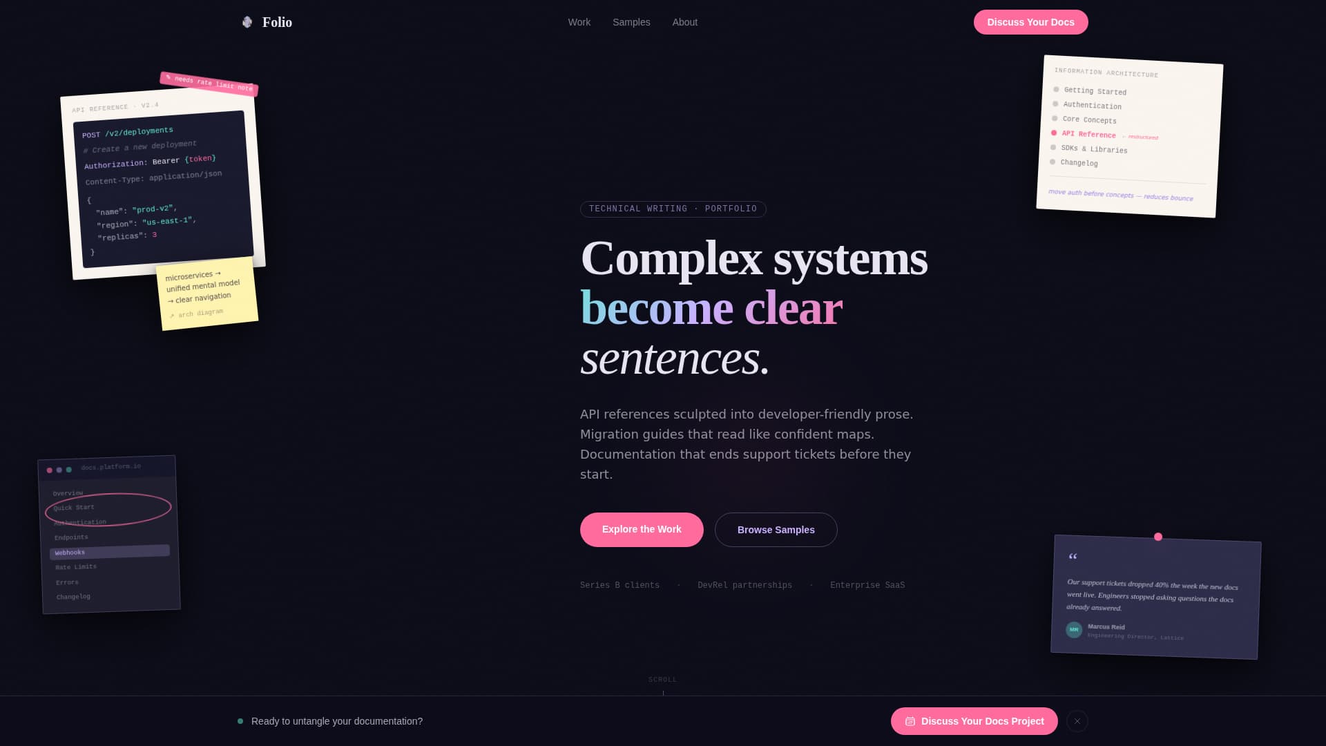 Folio - Iridescent Technicalwriter Landing Page Template